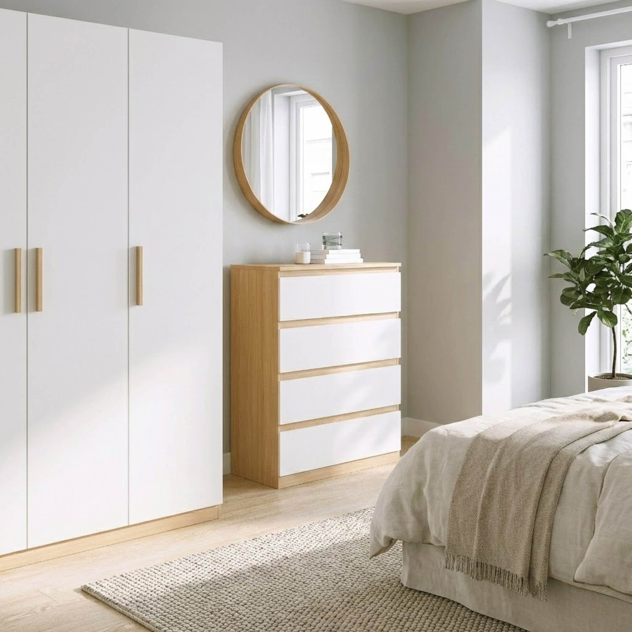 Loft Ensio Chest of 4 drawers, White & Natural Wood