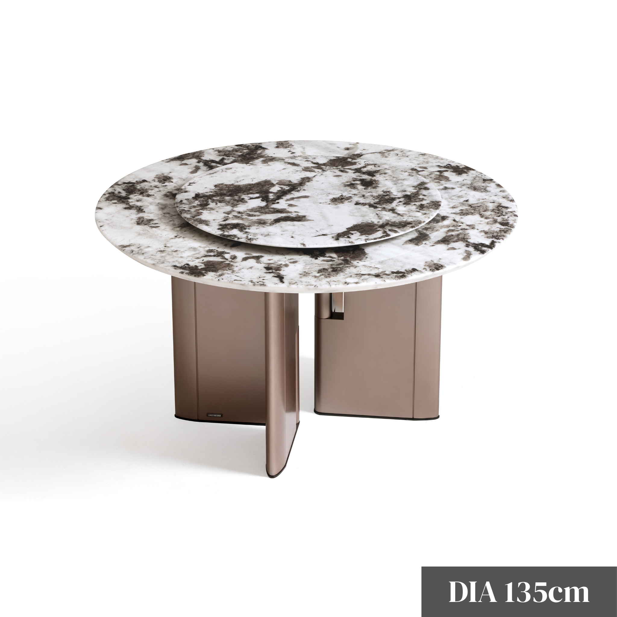 Linspire Solace Round Marble Top Dining Table with Centre Turntable, Marble