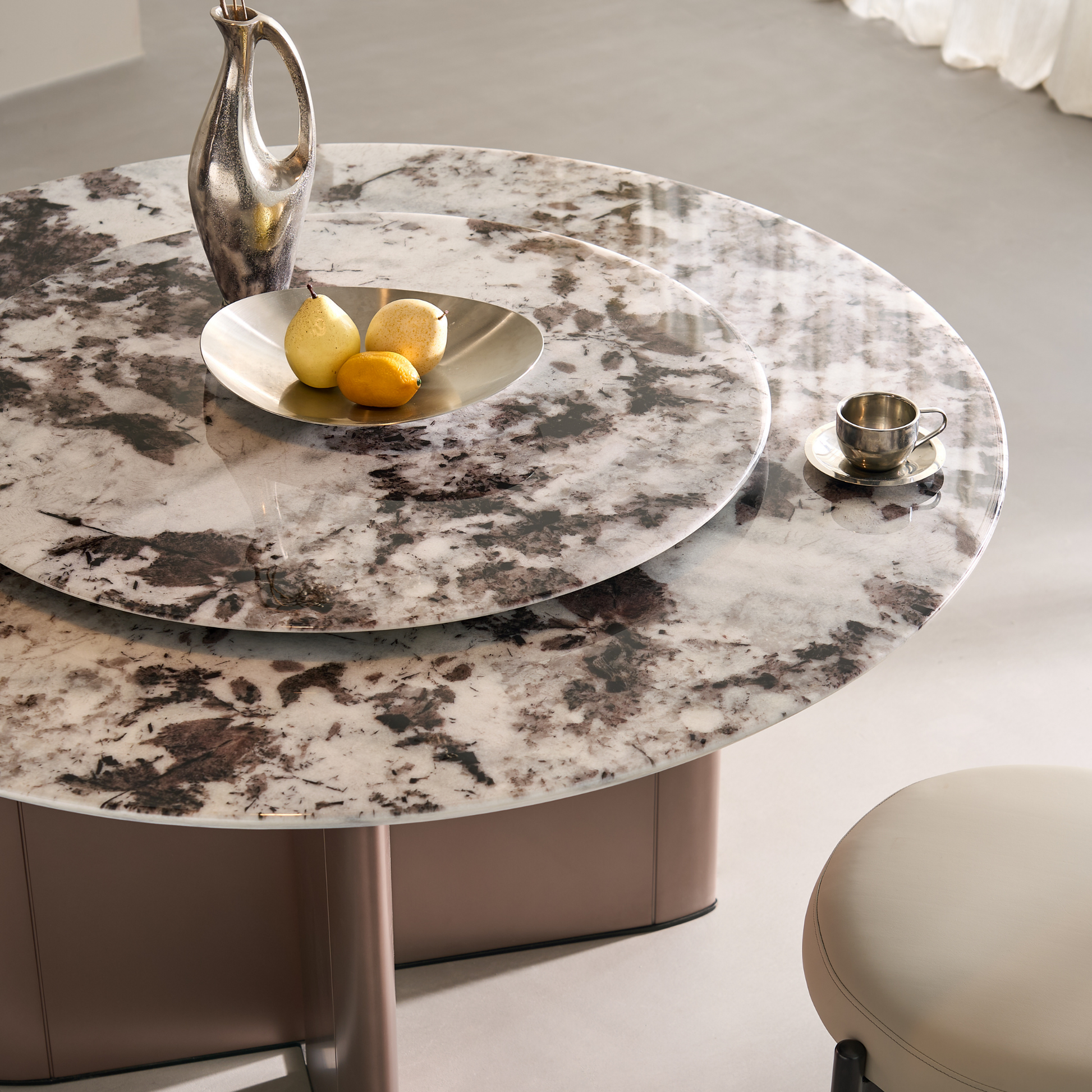 Linspire Solace Round Marble Top Dining Table with Centre Turntable, Marble