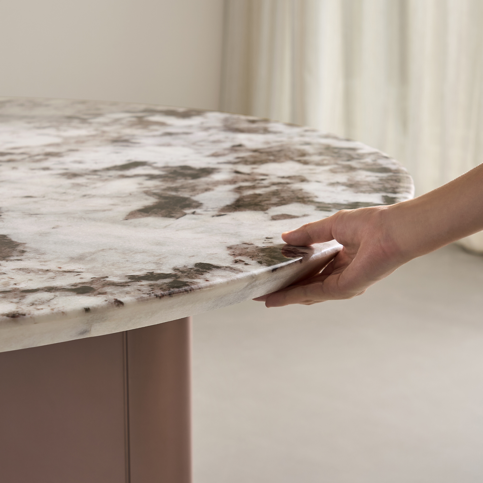 Linspire Solace Round Marble Top Dining Table, Marble