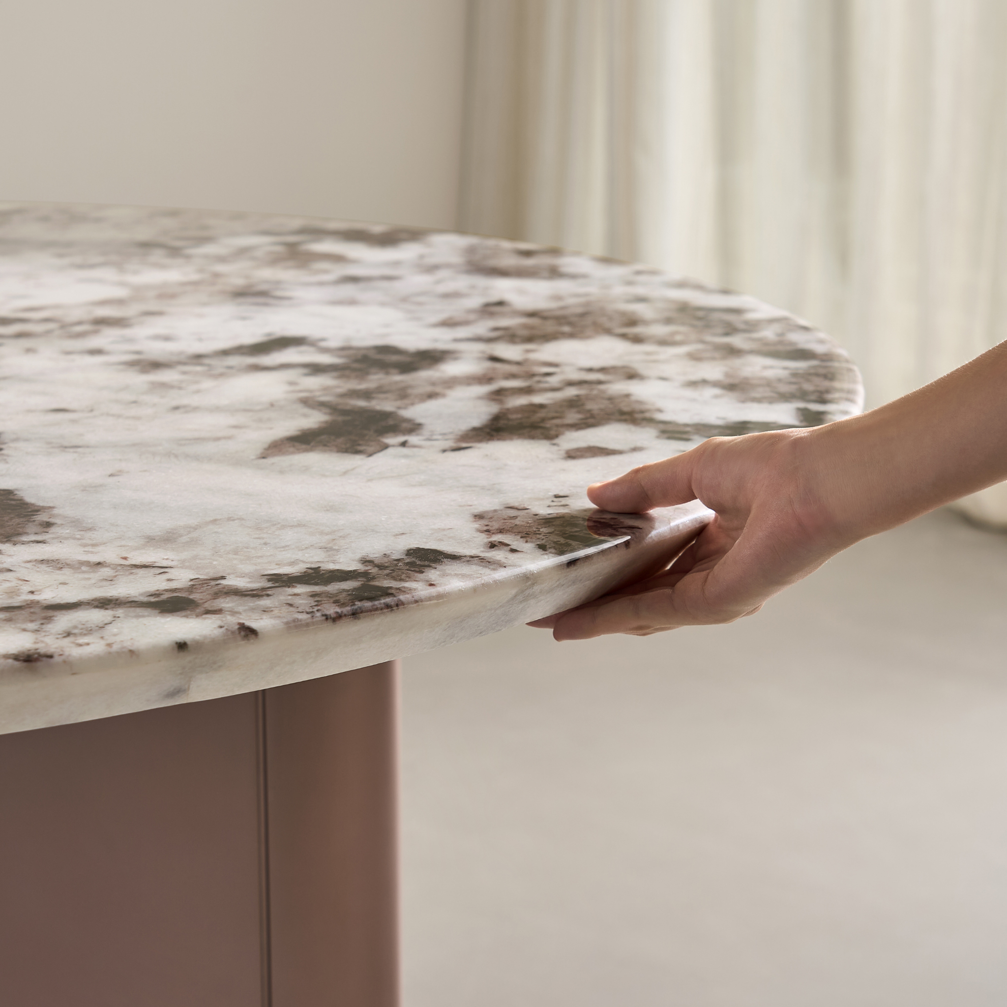 Linspire Solace Round Marble Top Dining Table, Marble