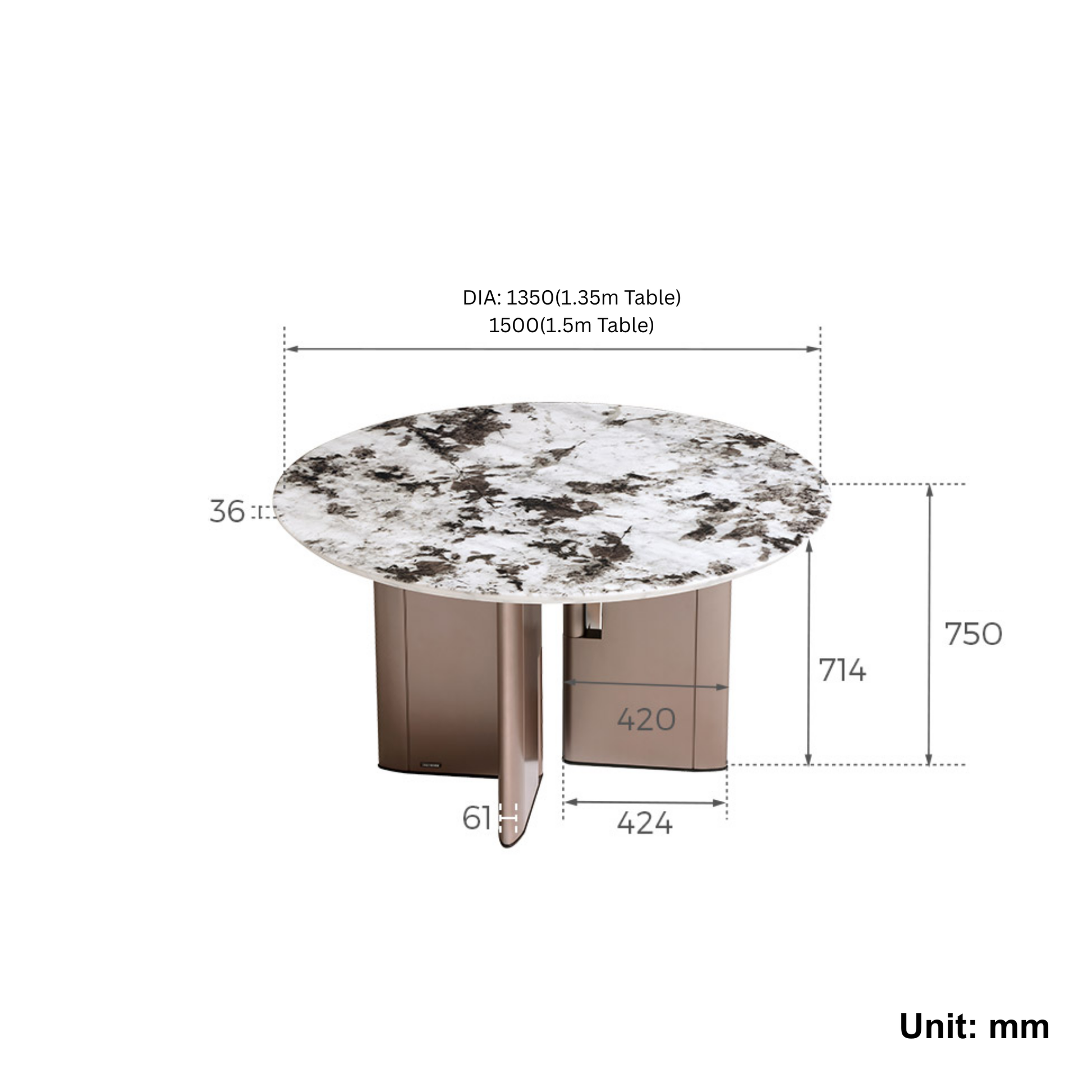 Linspire Solace Round Marble Top Dining Table, Marble