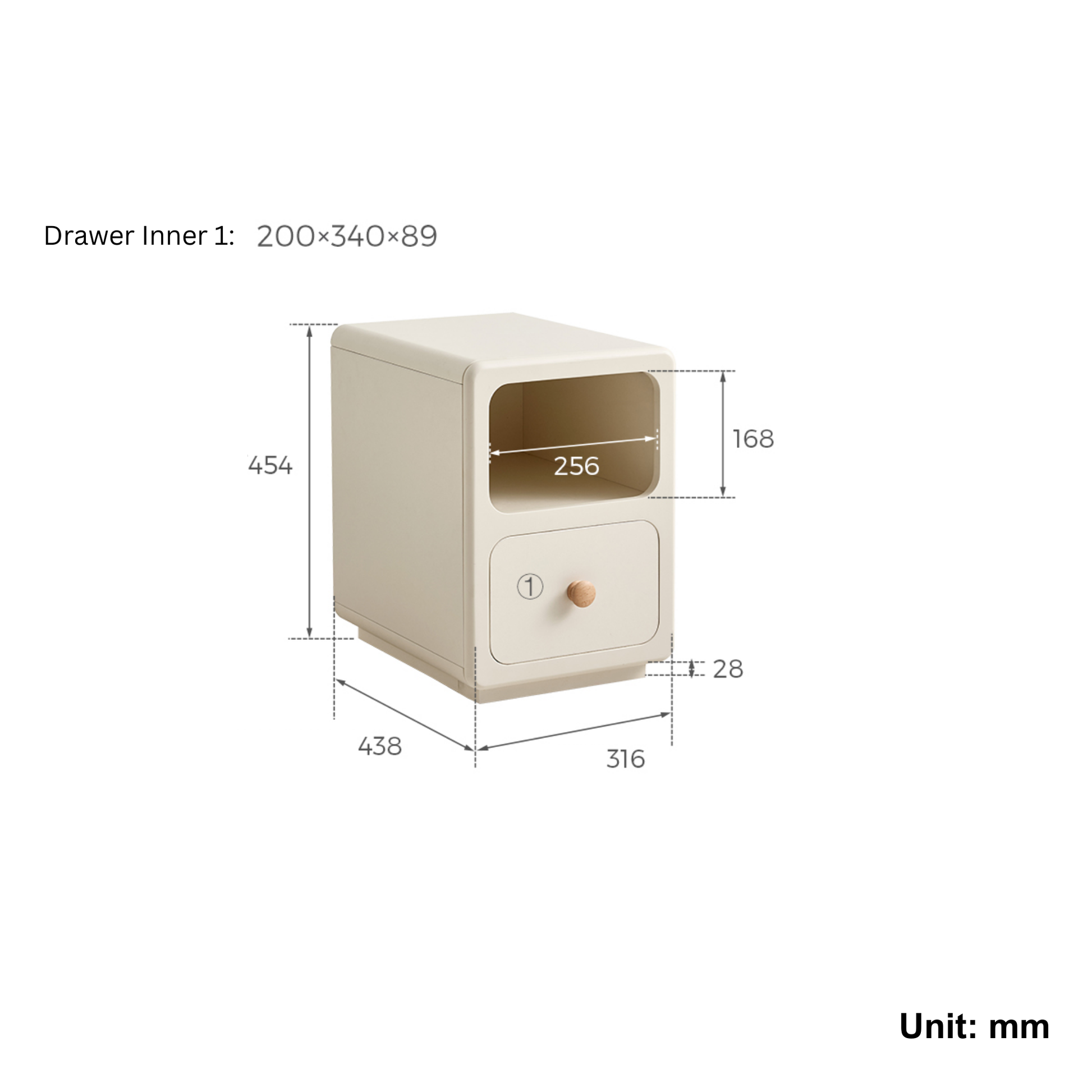 Linspire Paragon Kids Bedside Table with Drawer and Shelf