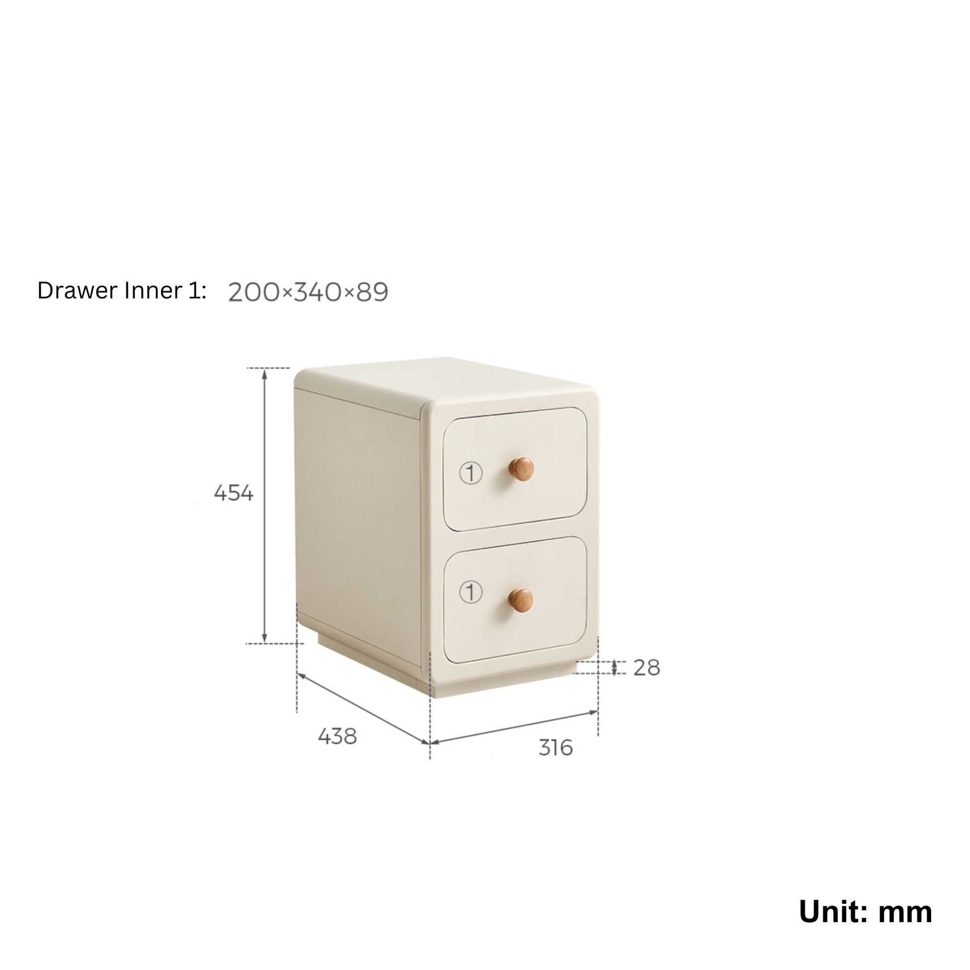 Linspire Paragon Kids Bedside Table with 2 Drawers