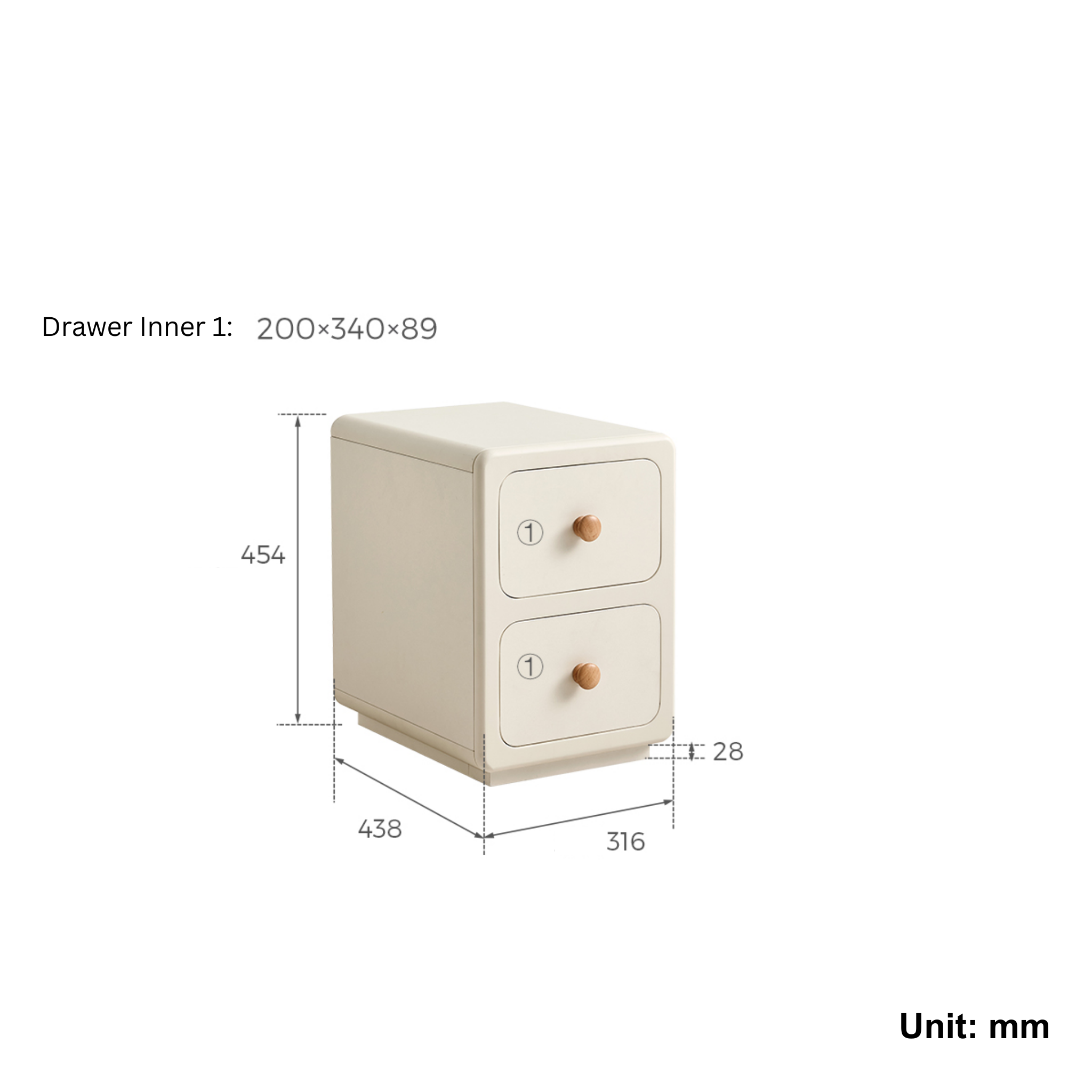Linspire Paragon Kids Bedside Table with 2 Drawers