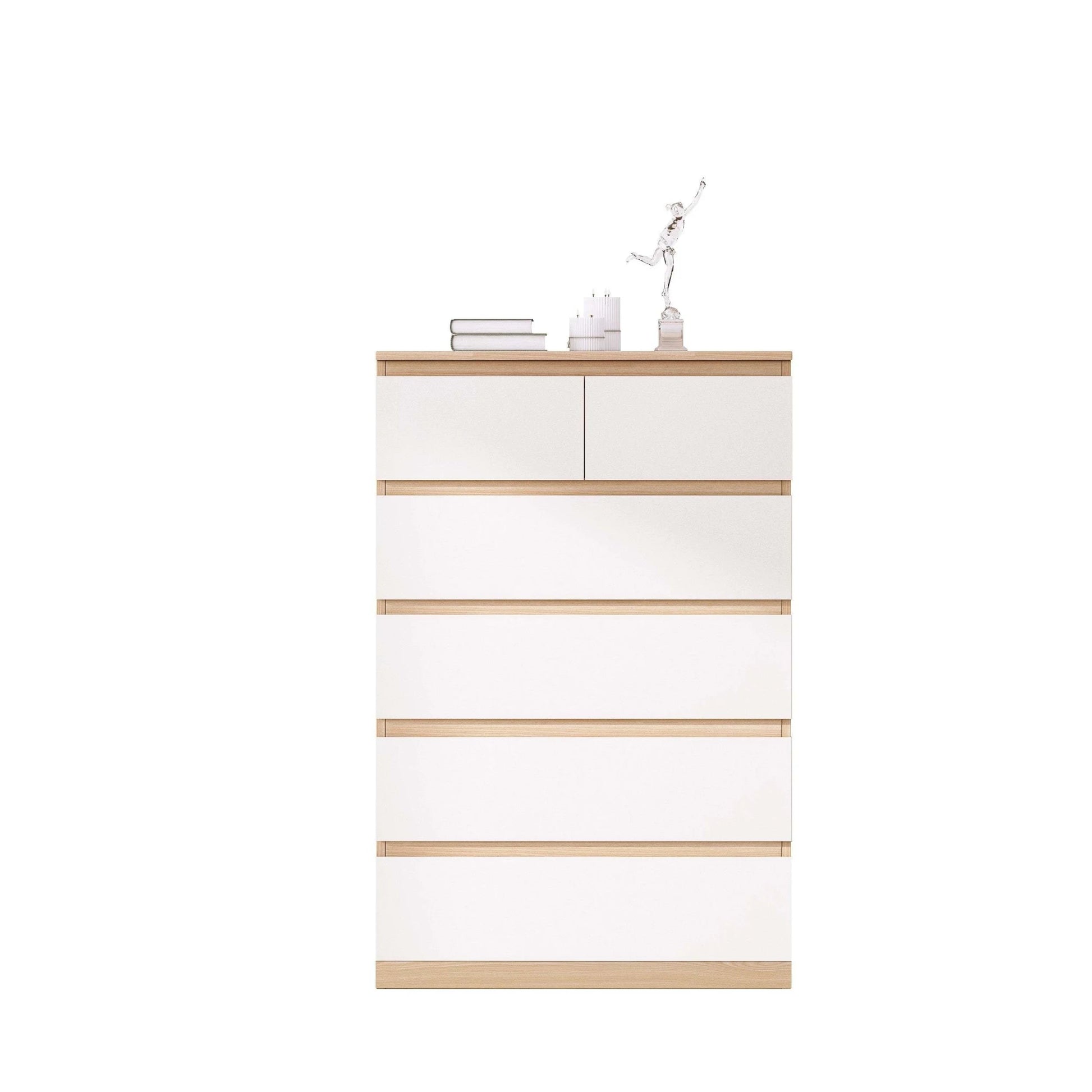 Loft Ensio Chest of 6 Drawers, Tallboy, White & Natural Wood