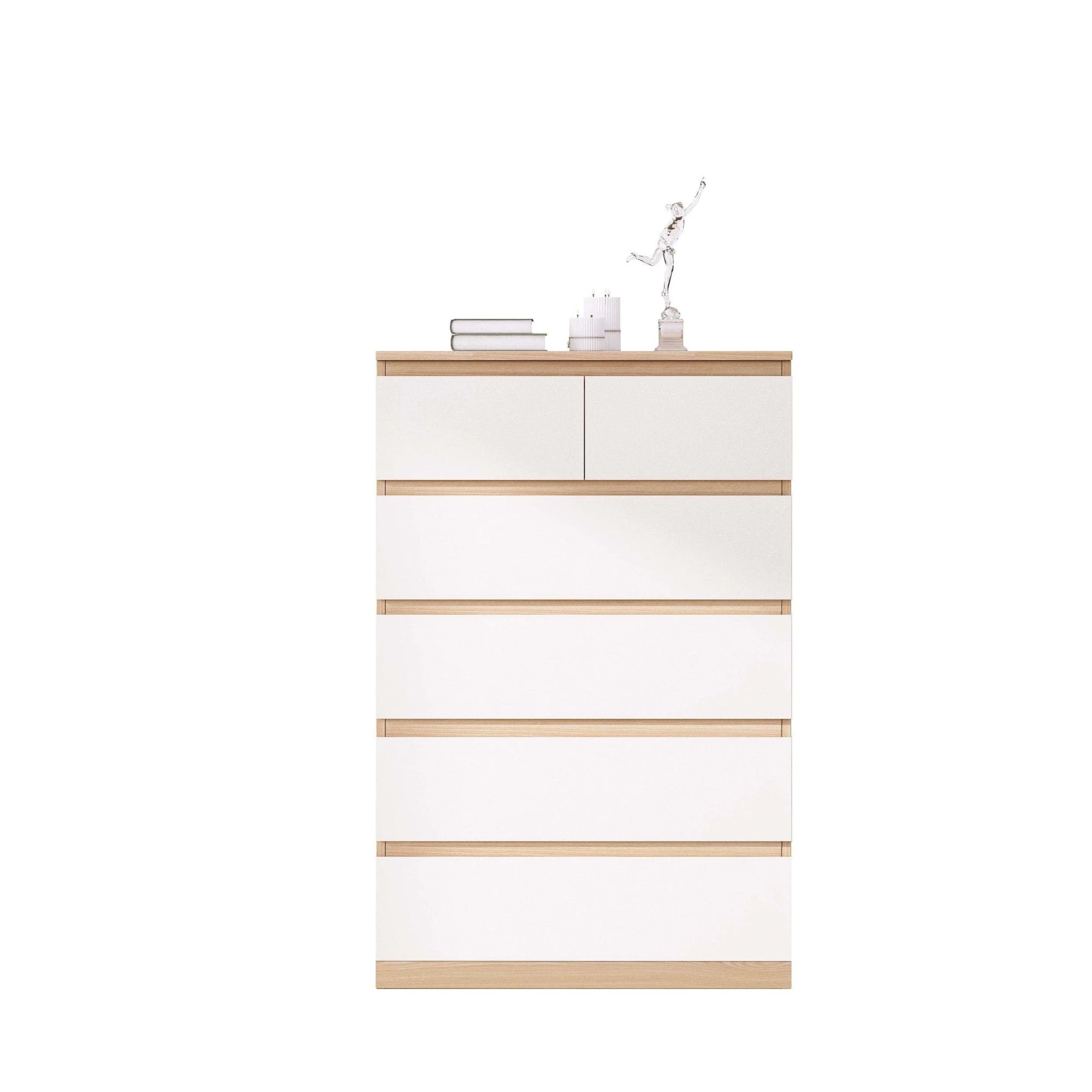 Loft Ensio Chest of 6 Drawers, Tallboy, White & Natural Wood