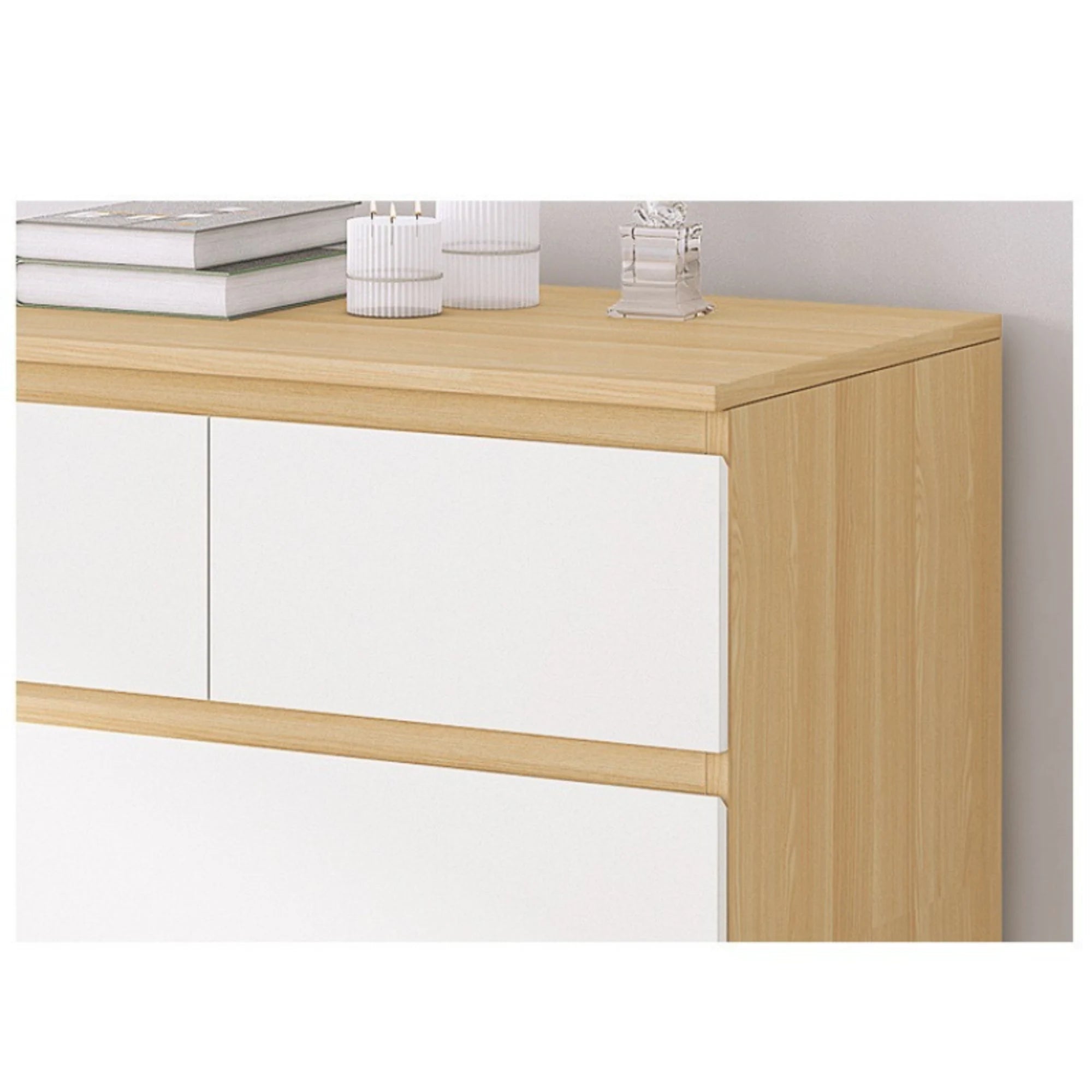 Loft Ensio Chest of 6 Drawers, Tallboy, White & Natural Wood