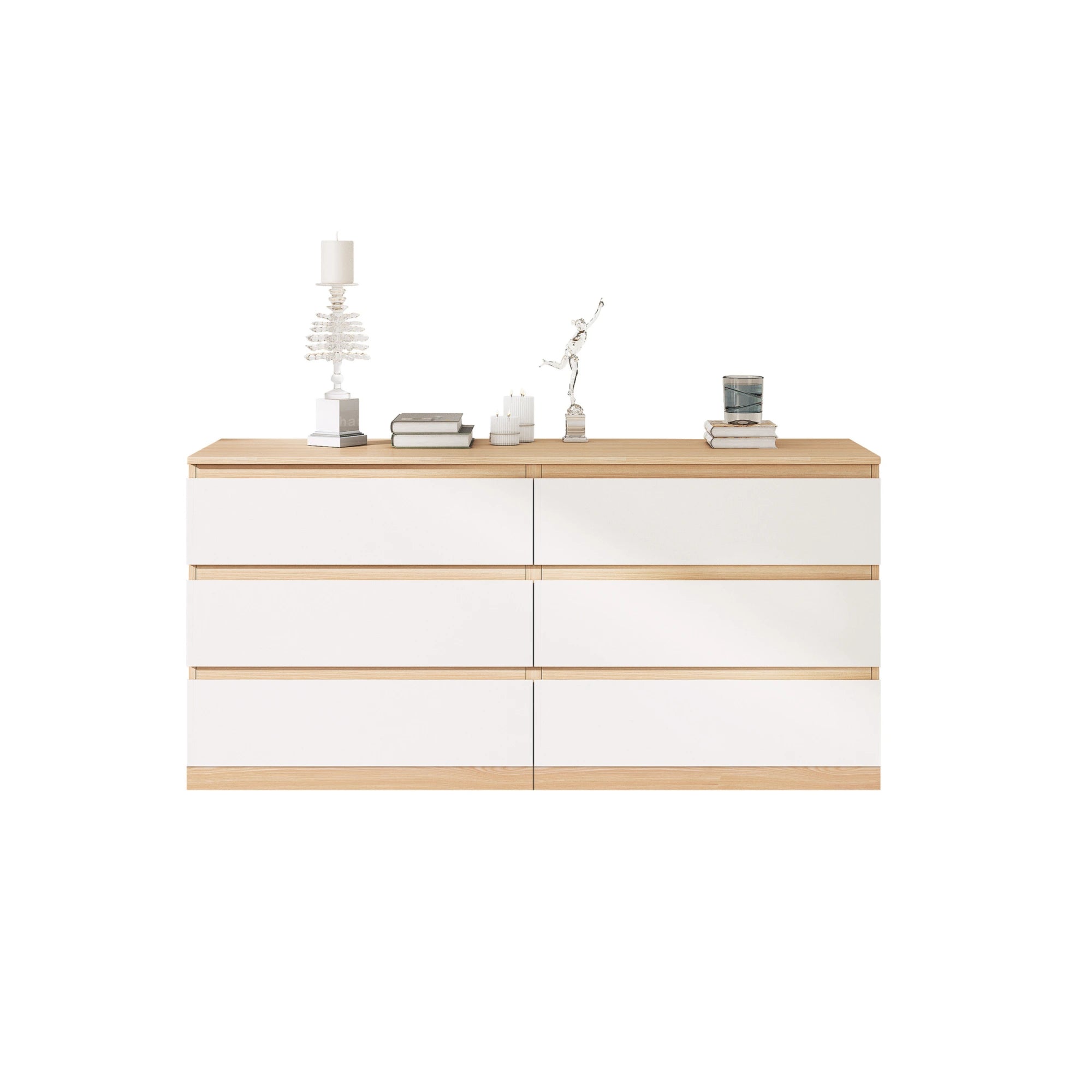 Loft Ensio Chest of 6 Drawers, Lowboy, White & Natural Wood