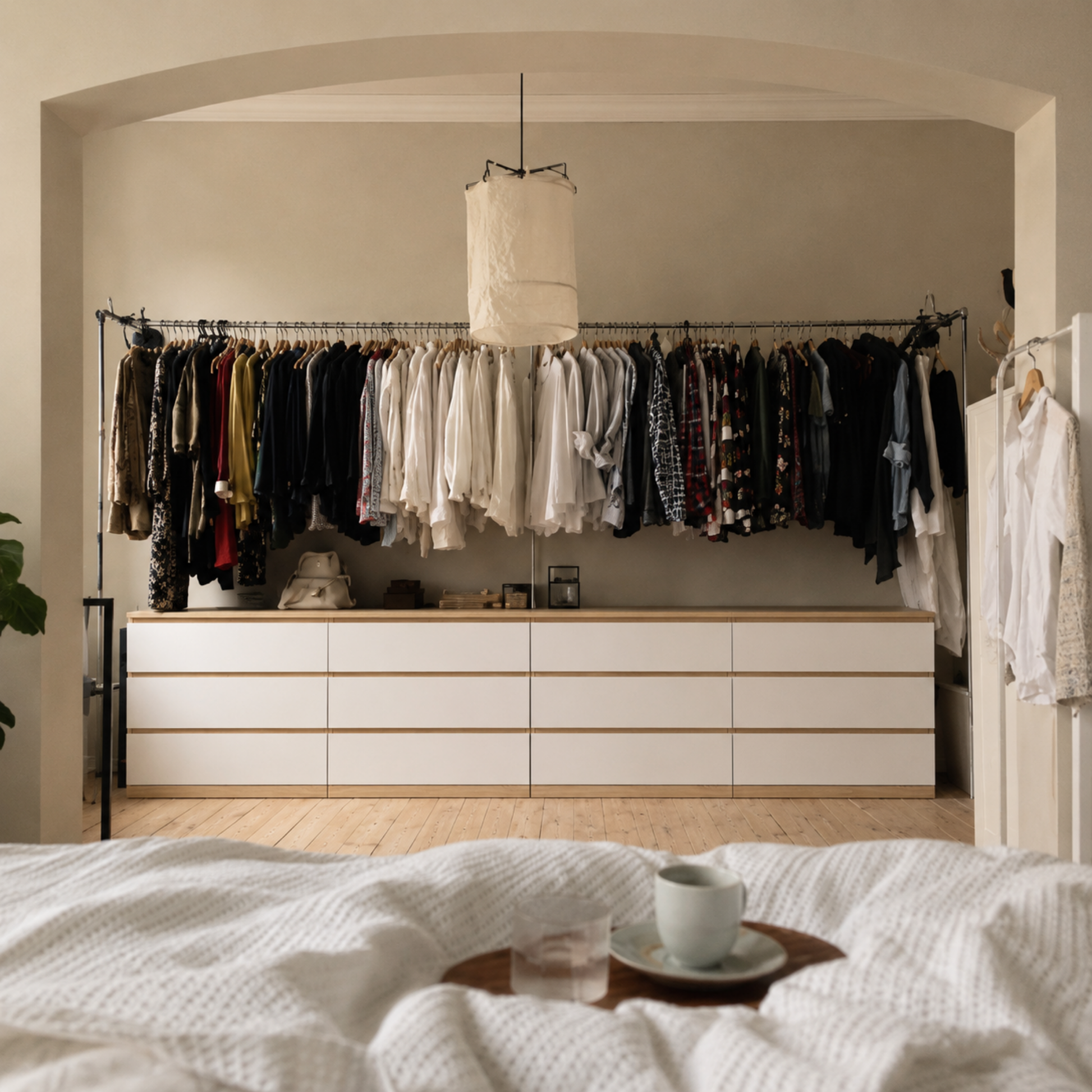 Loft Ensio Chest of 6 Drawers, Lowboy, White & Natural Wood