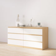 Loft Ensio Chest of 6 Drawers, Lowboy, White & Natural Wood