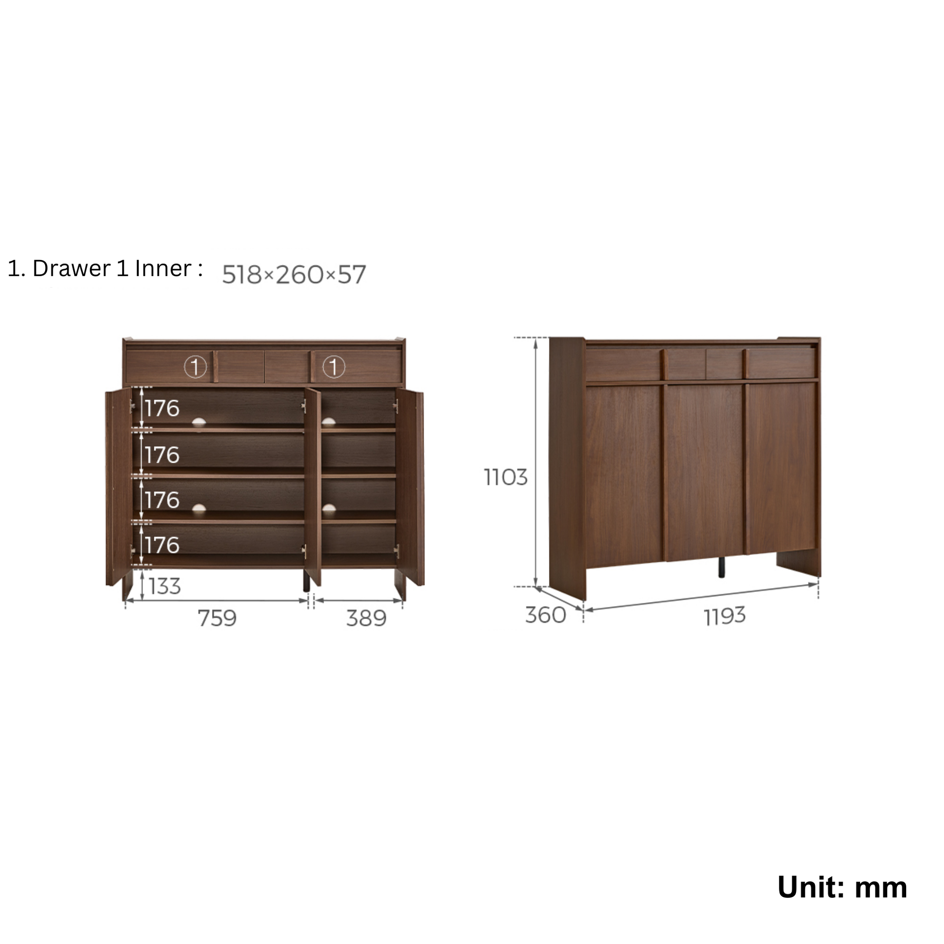 Linspire Nook Shoe Cabinet, W120cm