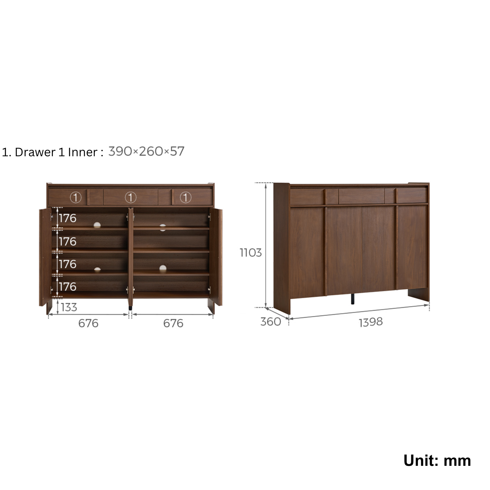 Linspire Nook Shoe Cabinet, W140cm