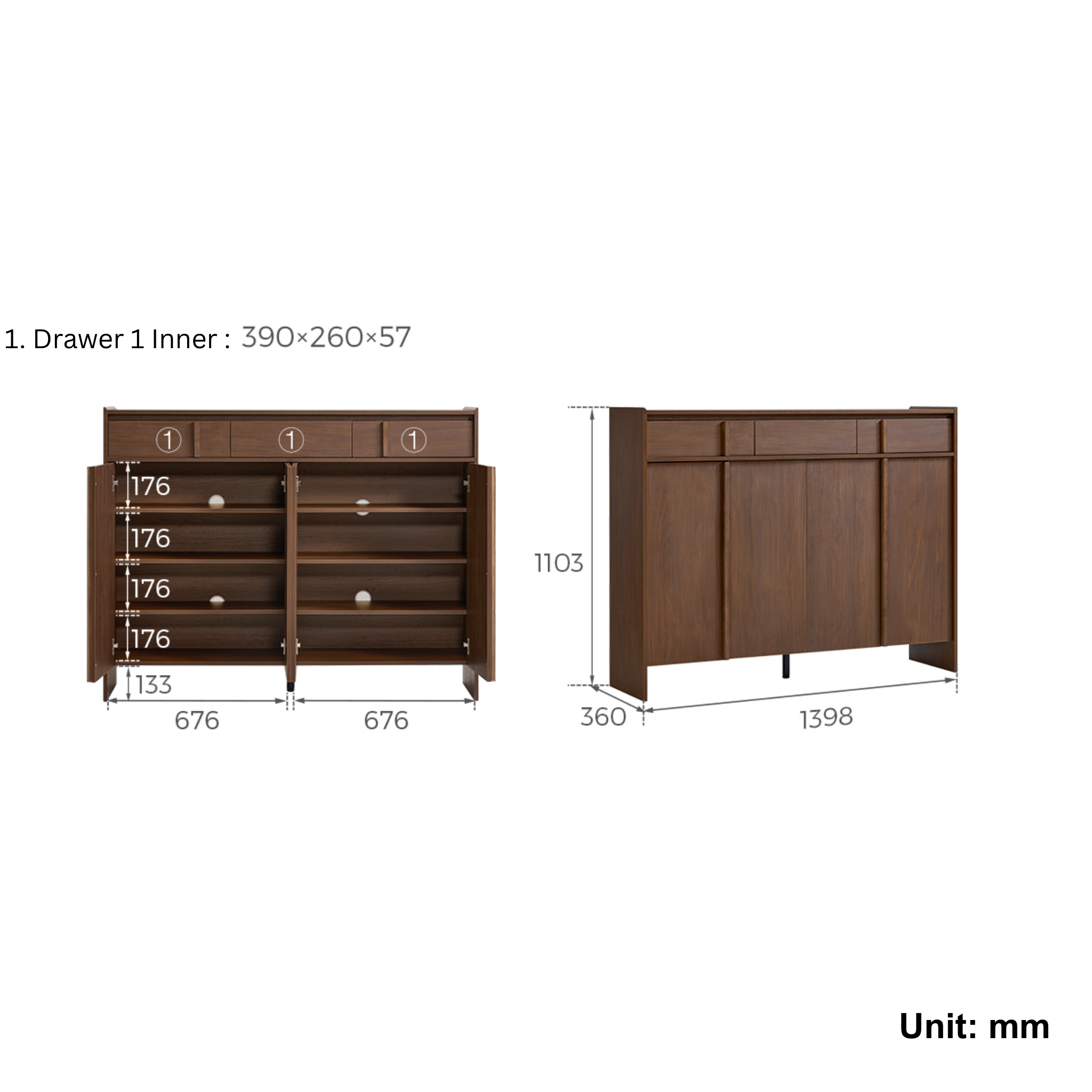 Linspire Nook Shoe Cabinet, W140cm