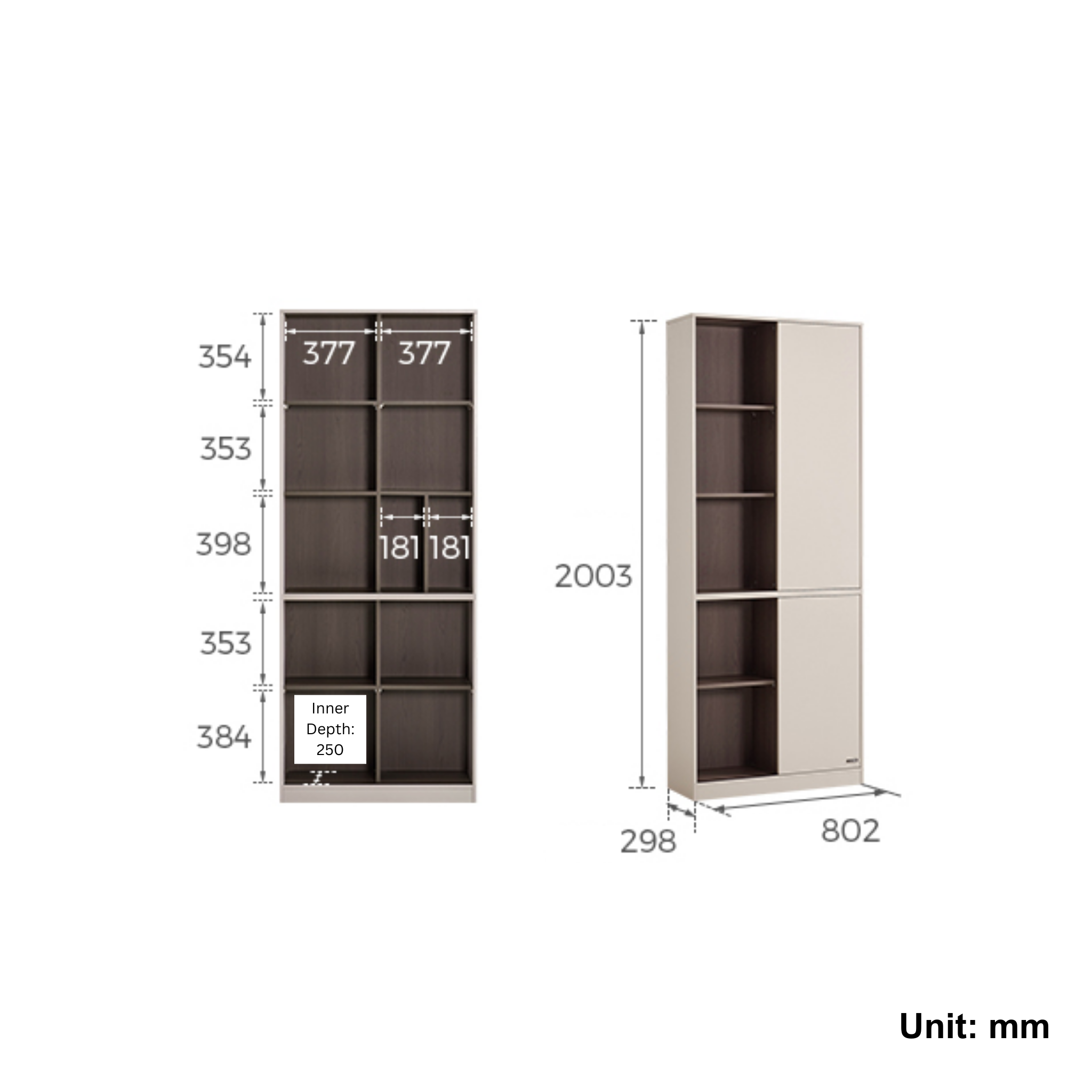 Linspire Vero Sliding-Door Bookcase, W80cm