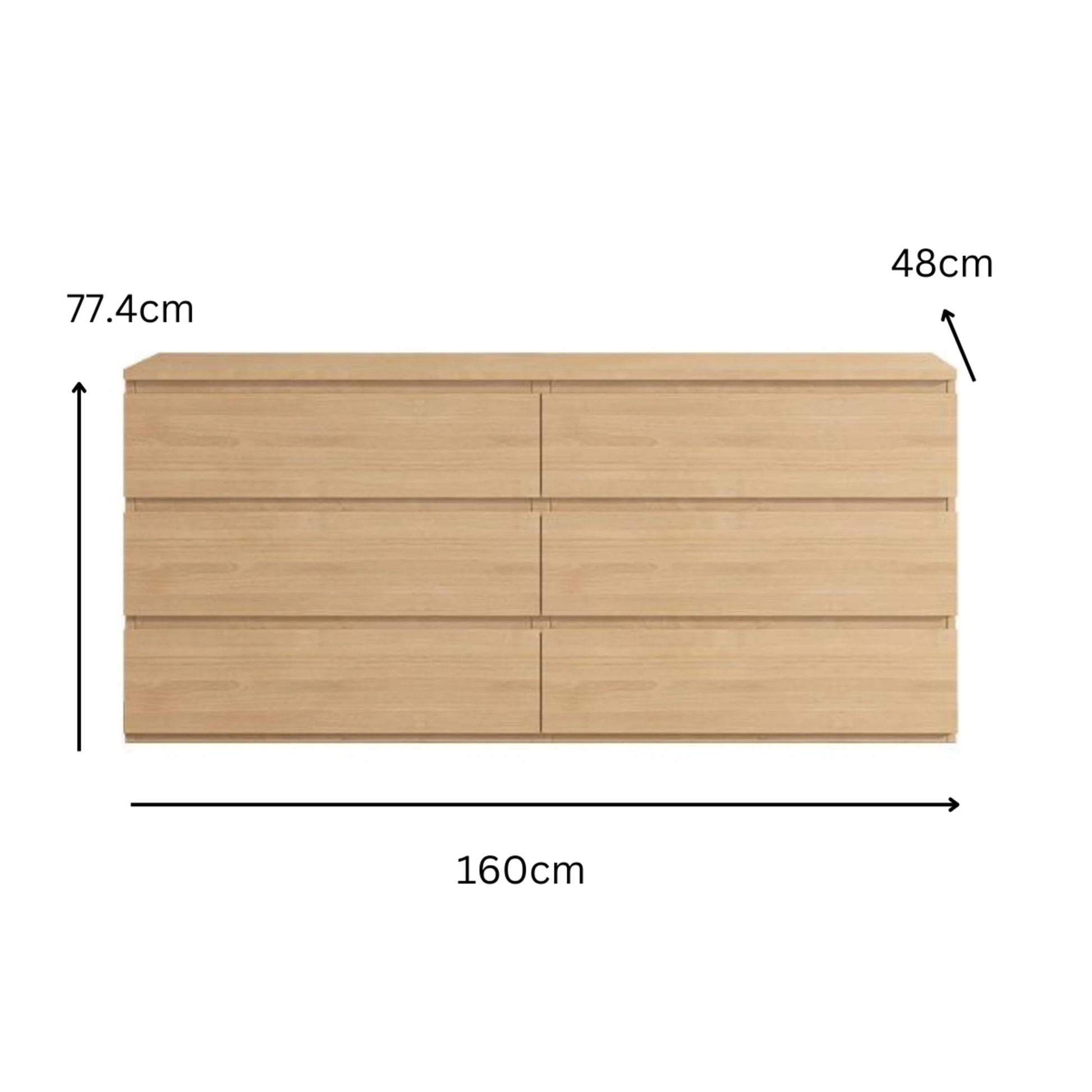 Loft Ensio Chest of 6 Drawers, Lowboy, Natural Wood