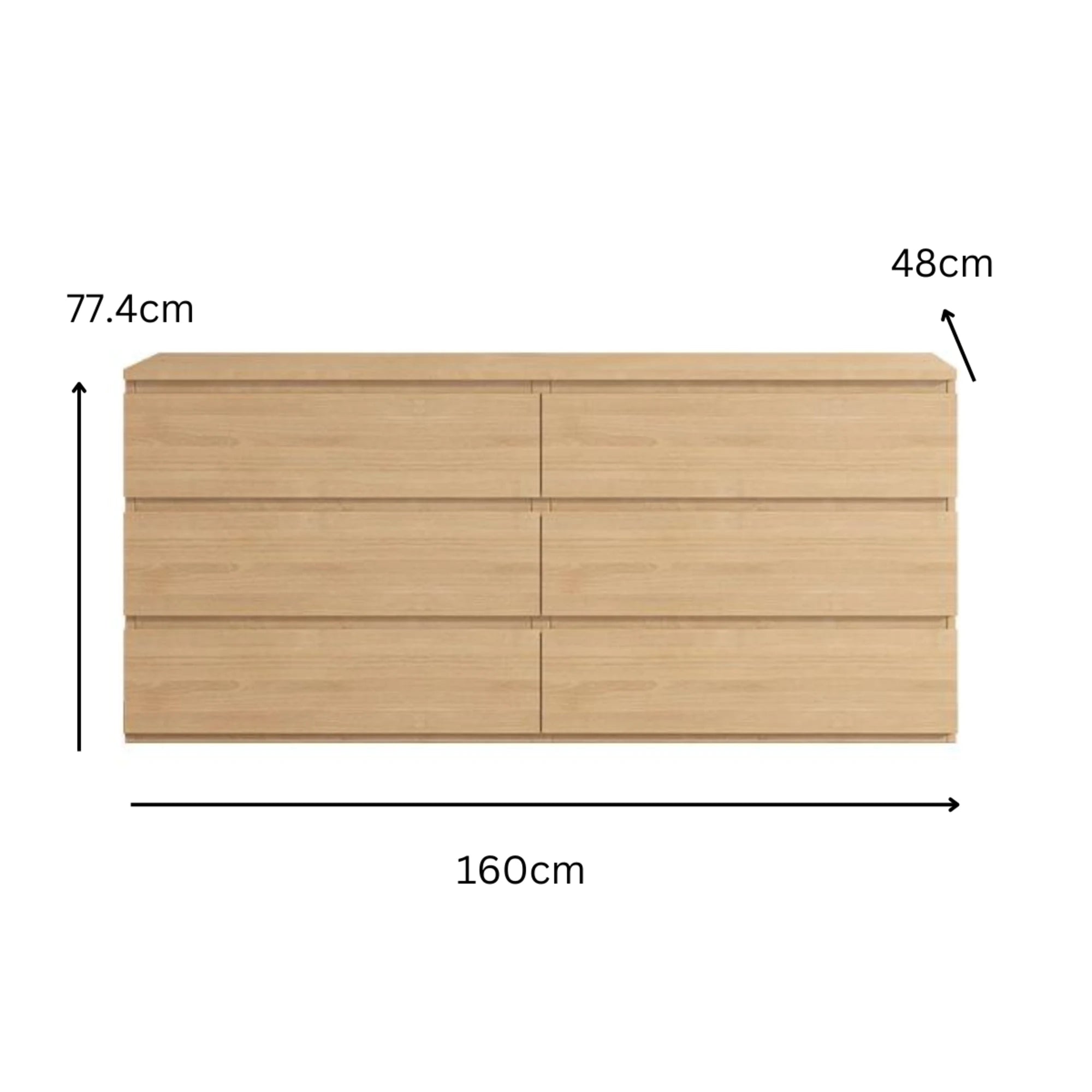 Loft Ensio Chest of 6 Drawers, Lowboy, Natural Wood