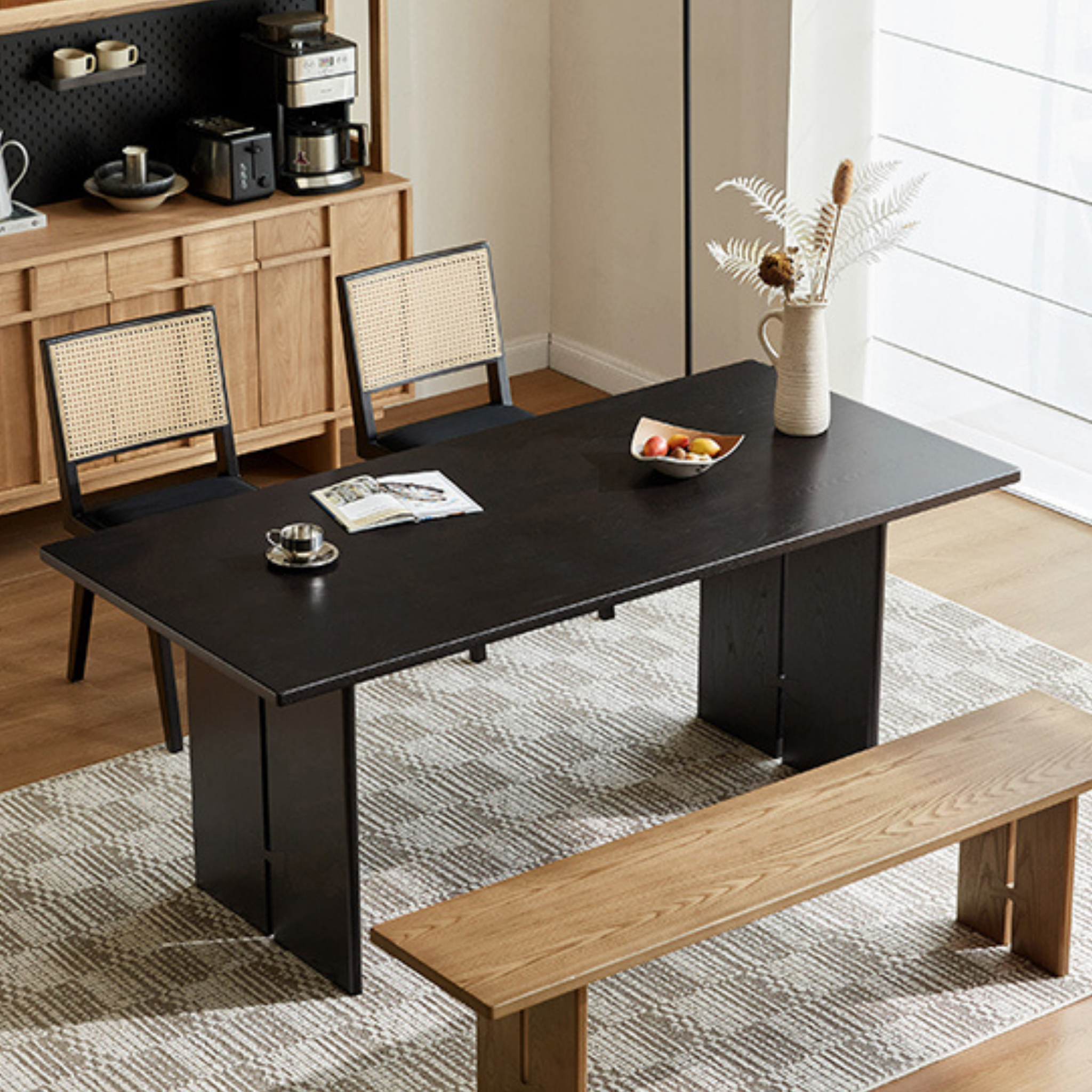 Linspire Valen Solid Wood Dining Table, Ash, Dark Wood