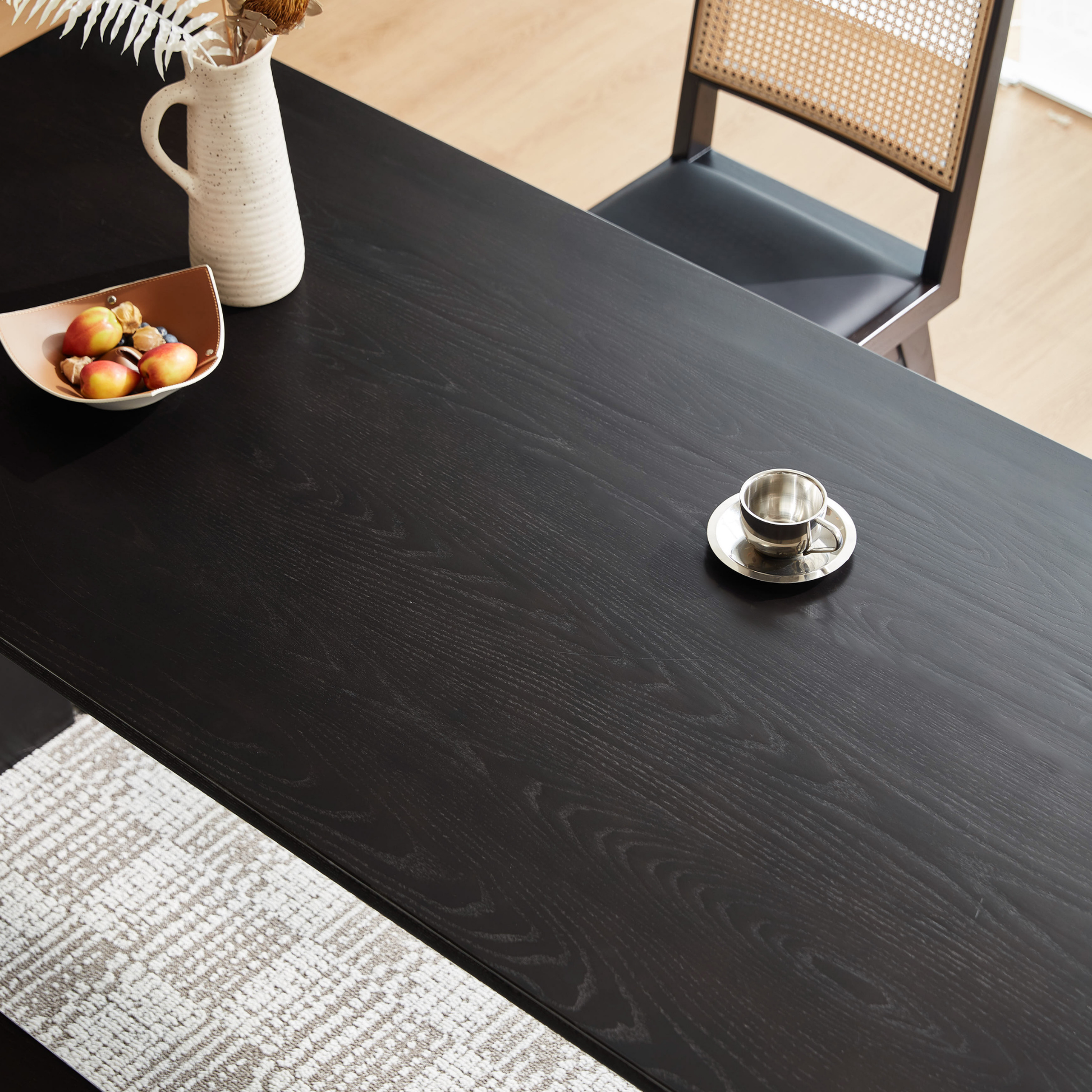 Linspire Valen Solid Wood Dining Table, Ash, Dark Wood