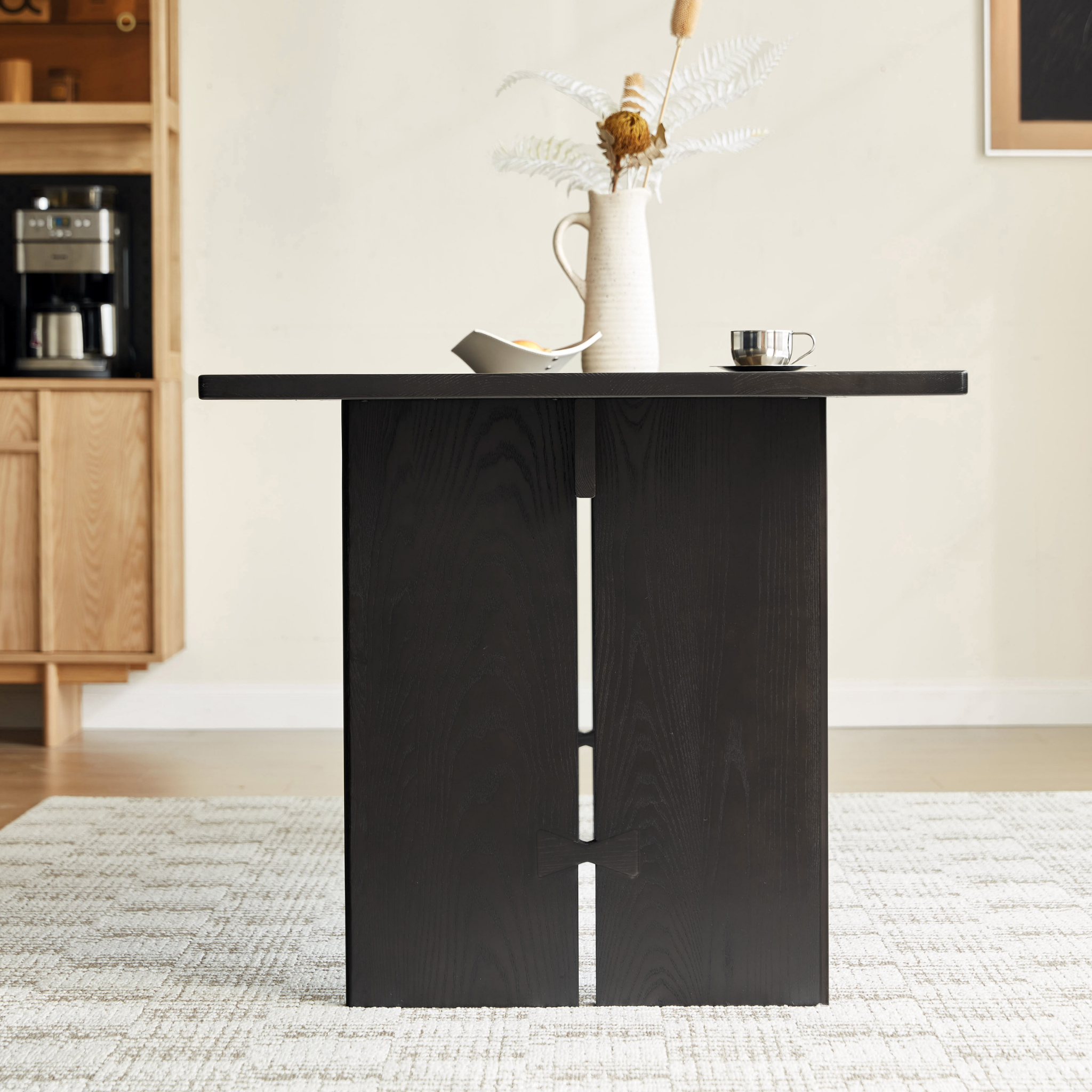 Linspire Valen Solid Wood Dining Table, Ash, Dark Wood
