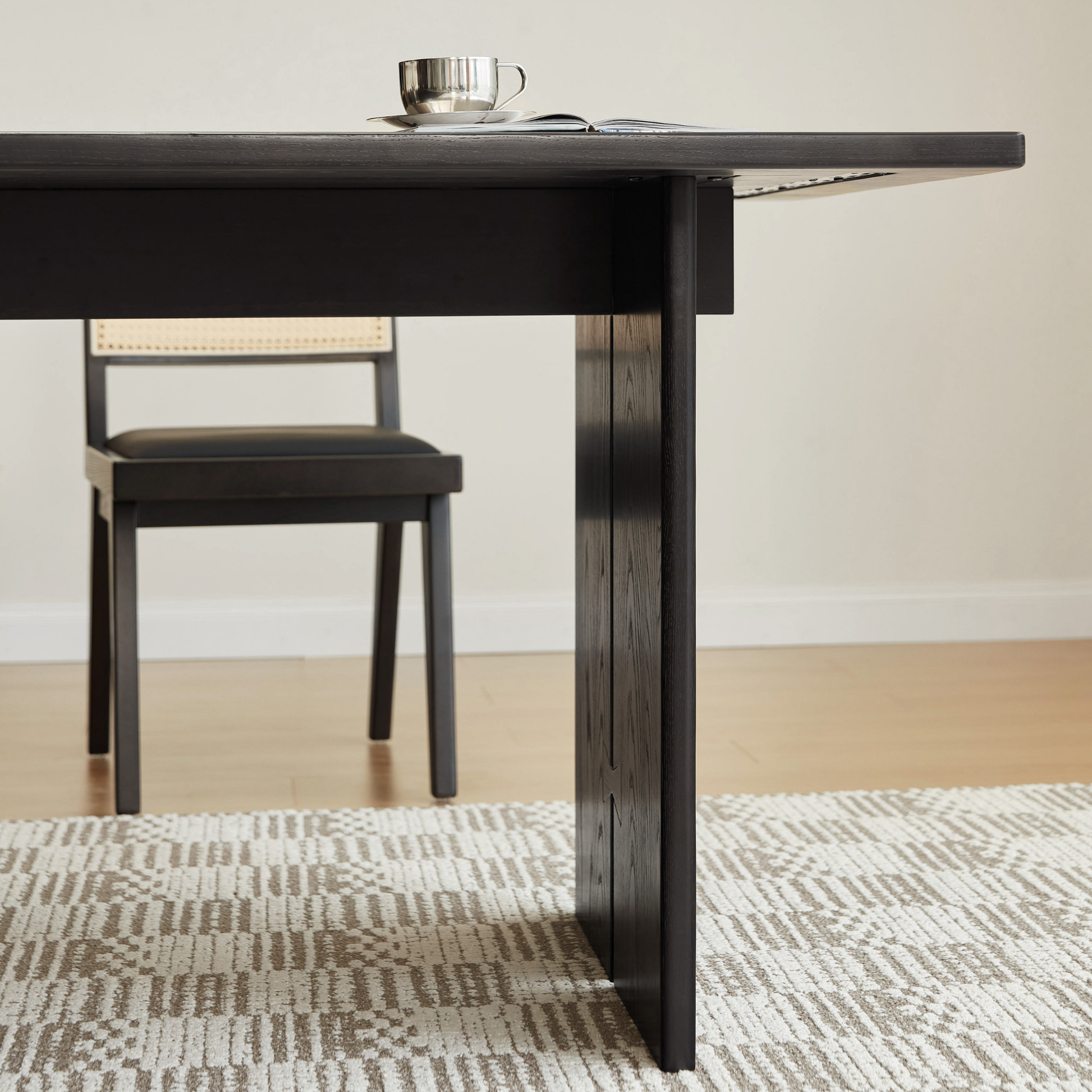 Linspire Valen Solid Wood Dining Table, Ash, Dark Wood