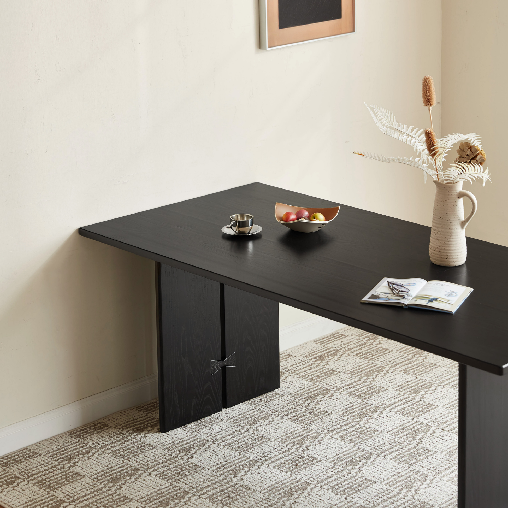 Linspire Valen Solid Wood Dining Table, Ash, Dark Wood