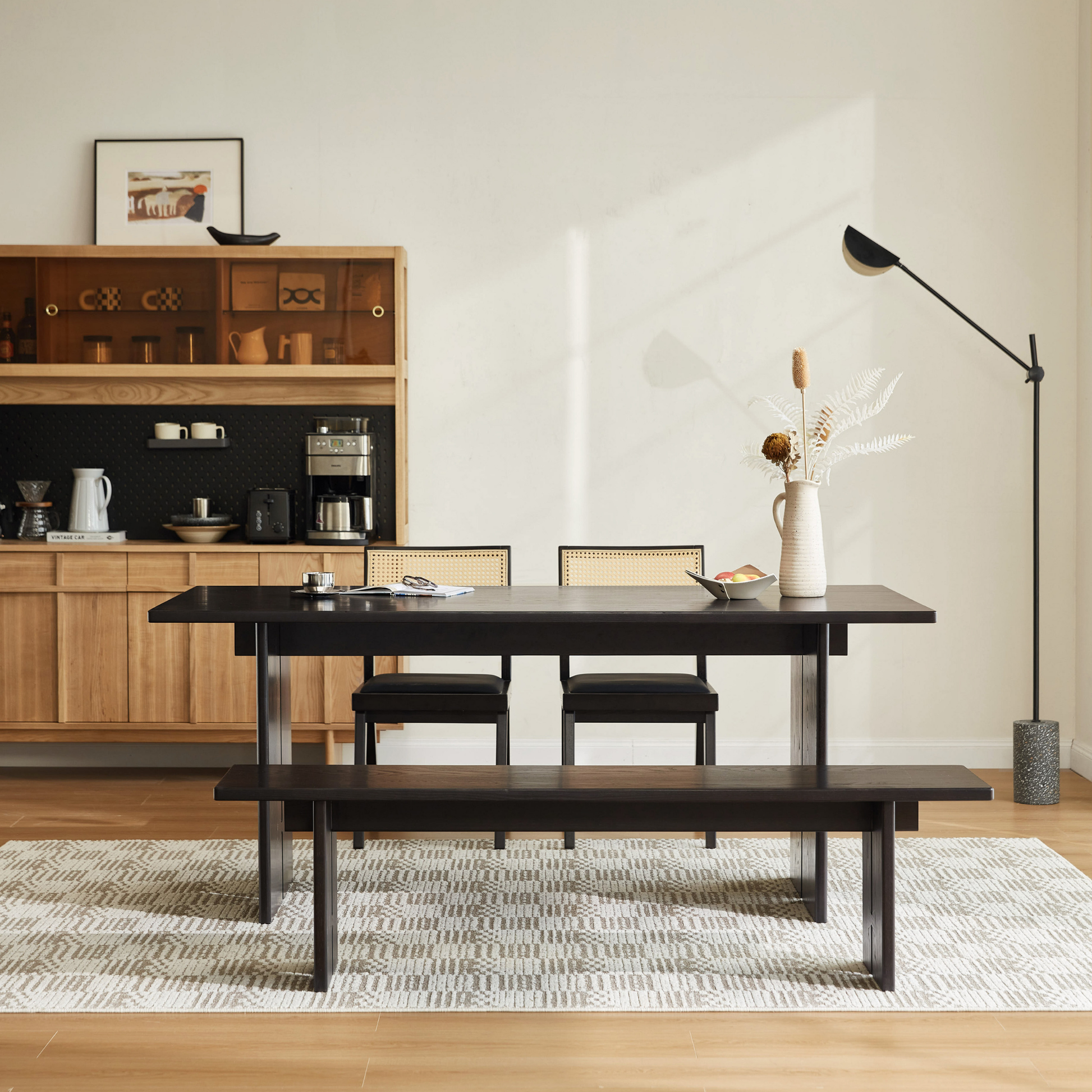 Linspire Valen Solid Wood Dining Table, Ash, Dark Wood