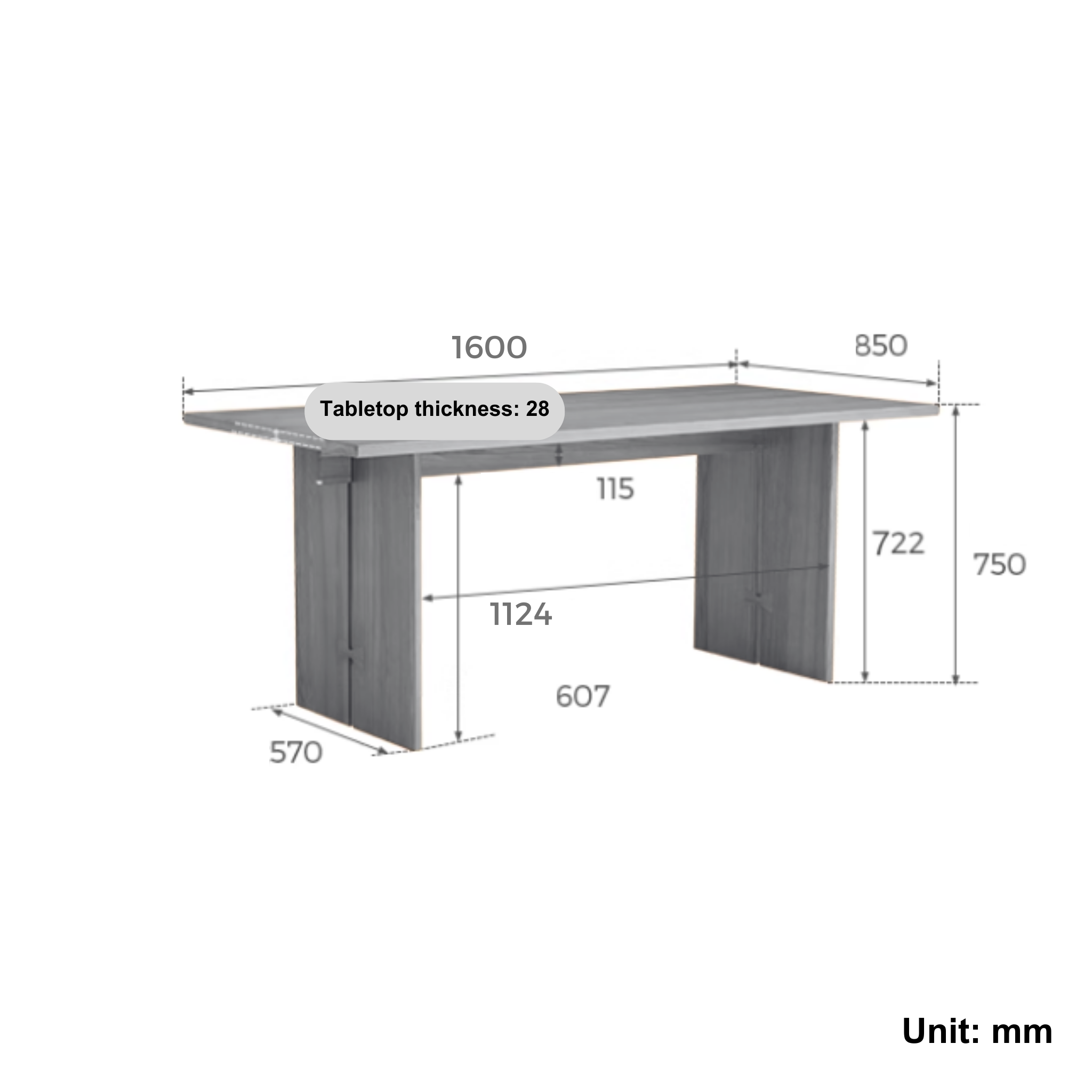 Linspire Valen Solid Wood Dining Table, Ash, Dark Wood