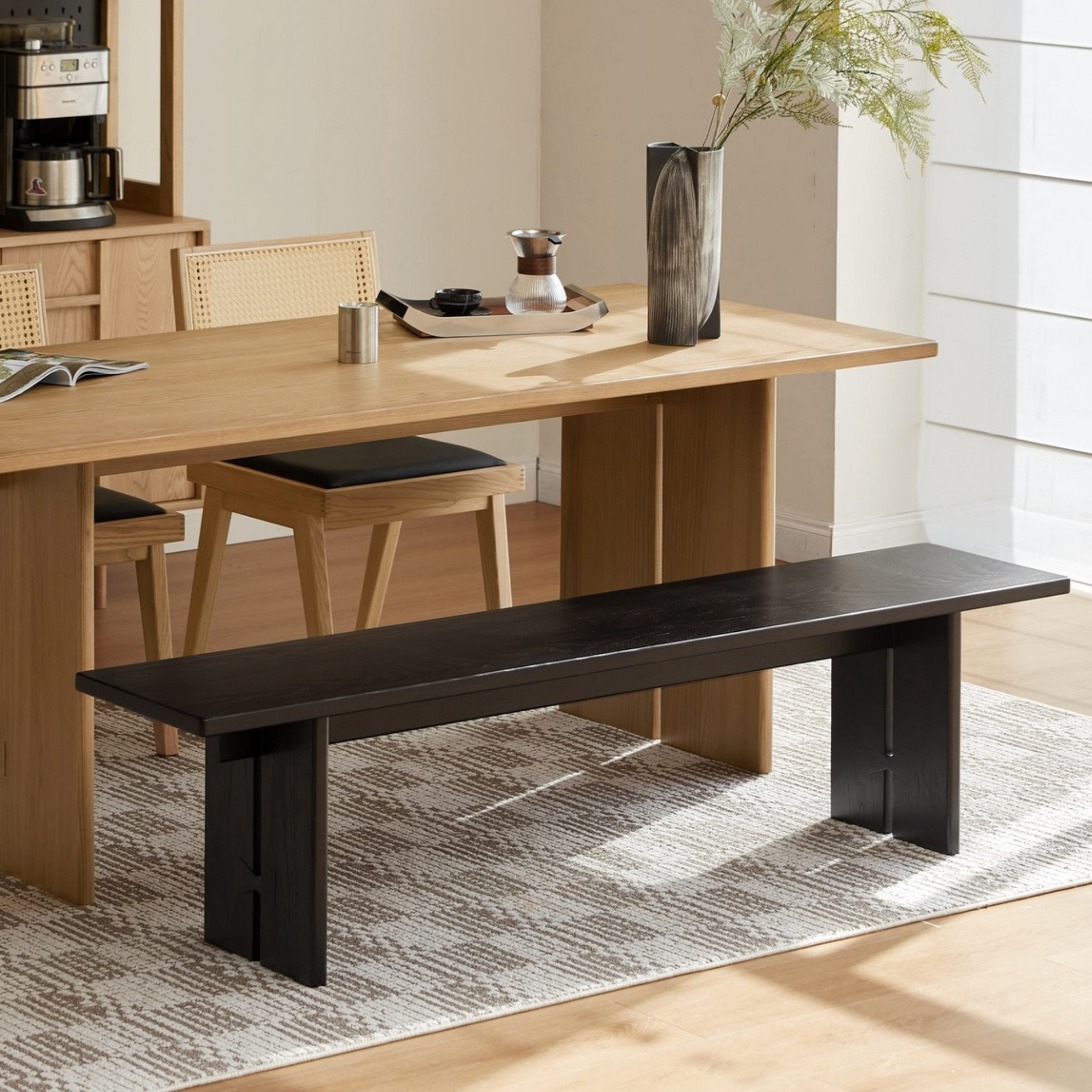 Linspire Valen Solid Wood Dining Bench, Ash, Dark Wood