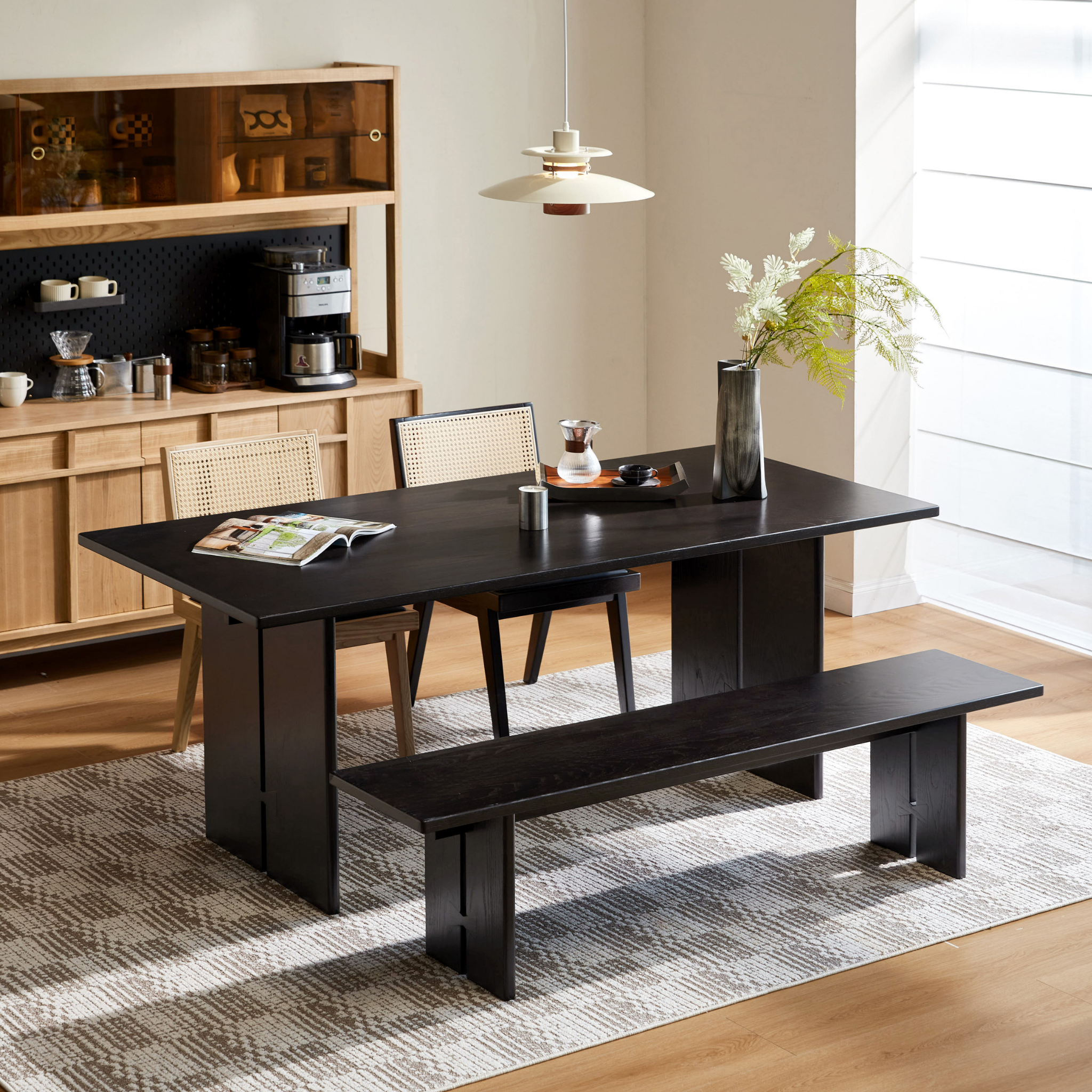 Linspire Valen Solid Wood Dining Bench, Ash, Dark Wood