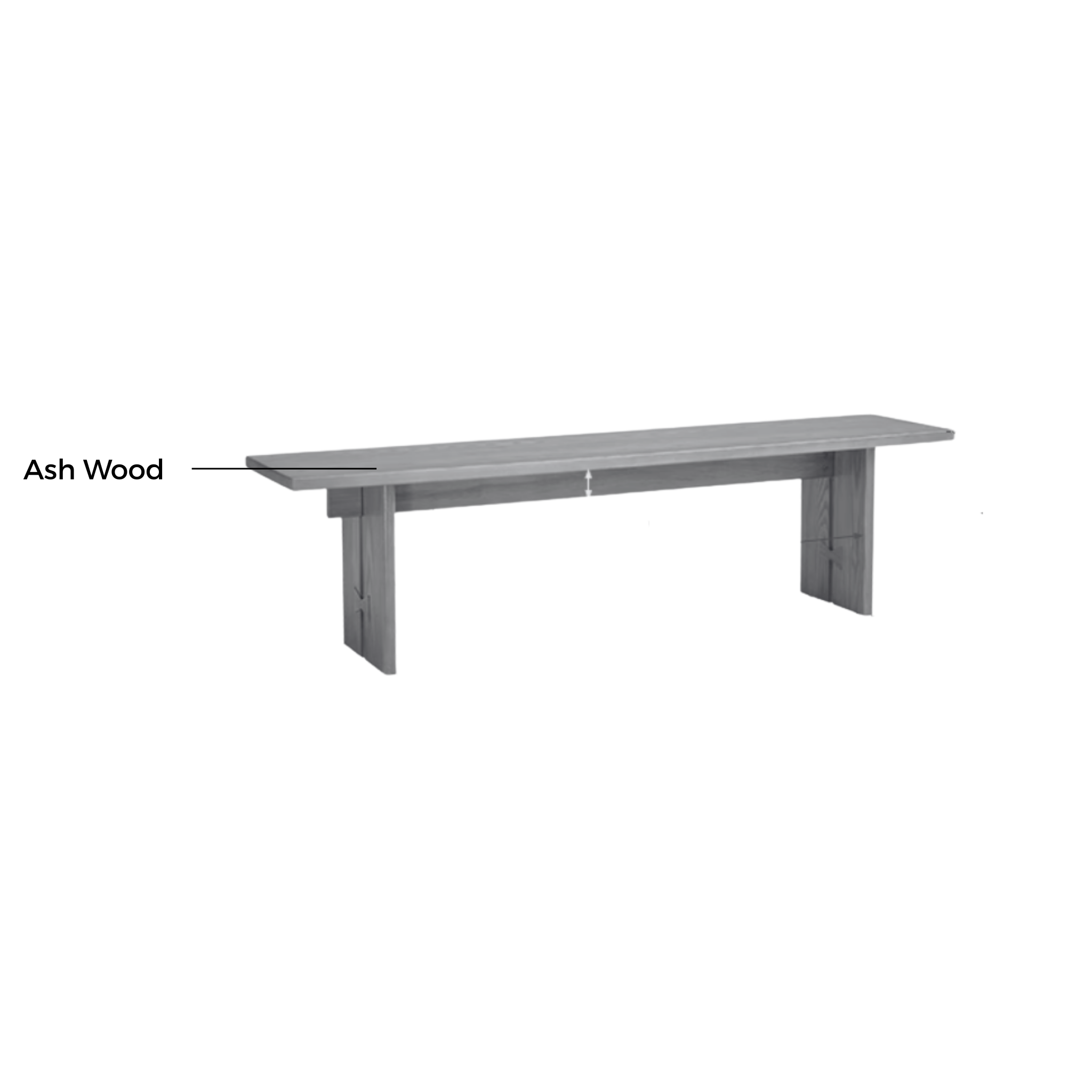 Linspire Valen Solid Wood Dining Bench, Ash, Dark Wood