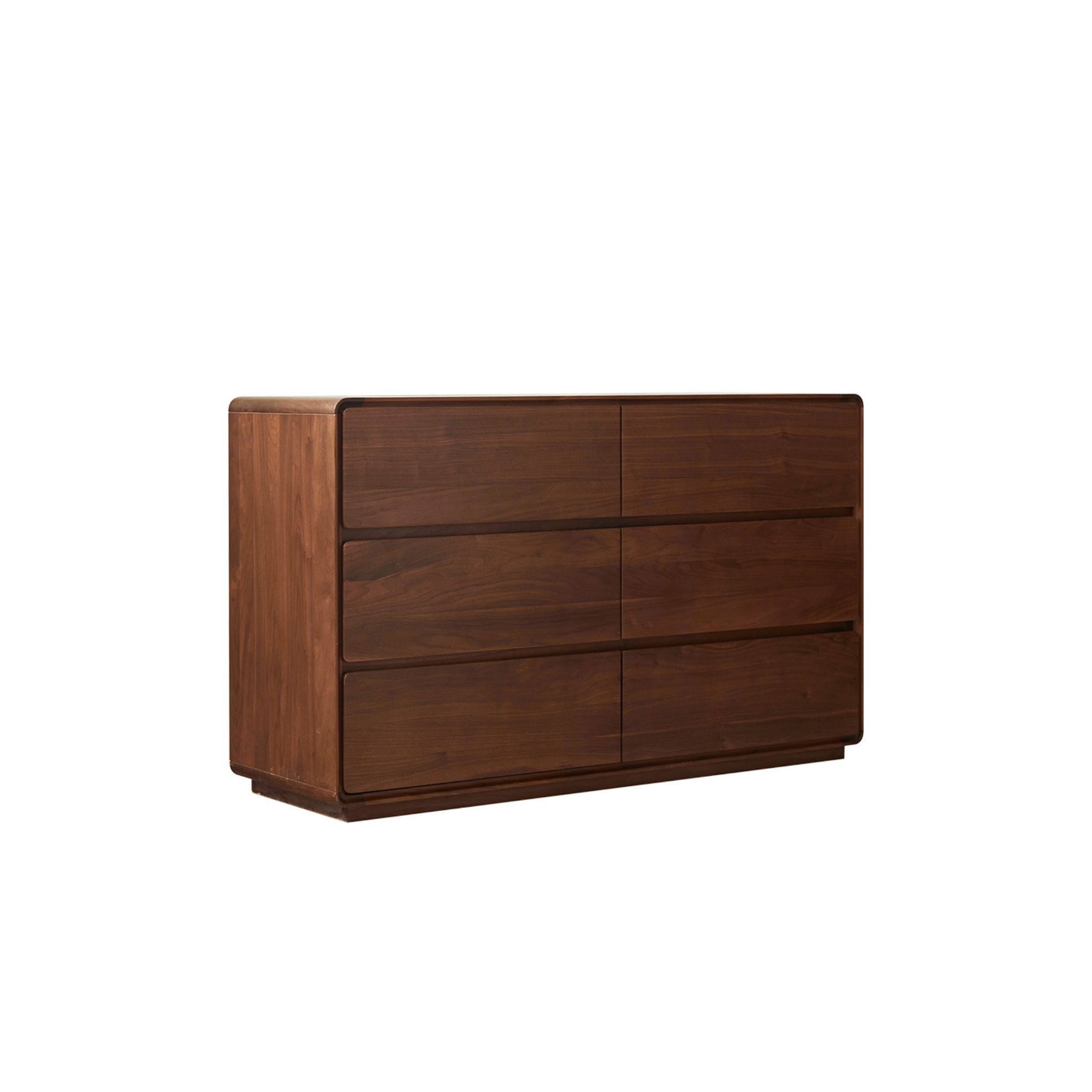 Linspire Vista Solid Wood Chest of 6 Drawers with Glass Top, American Black Walnut