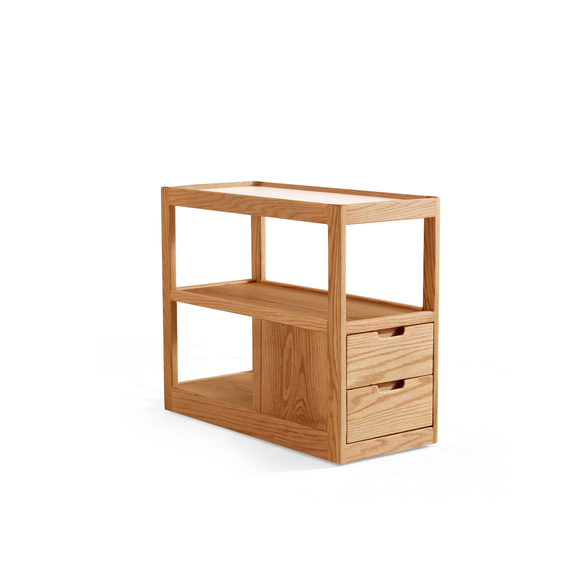 Linspire Rivna Solid Wood Side Table with Sintered Stone Top, Oak