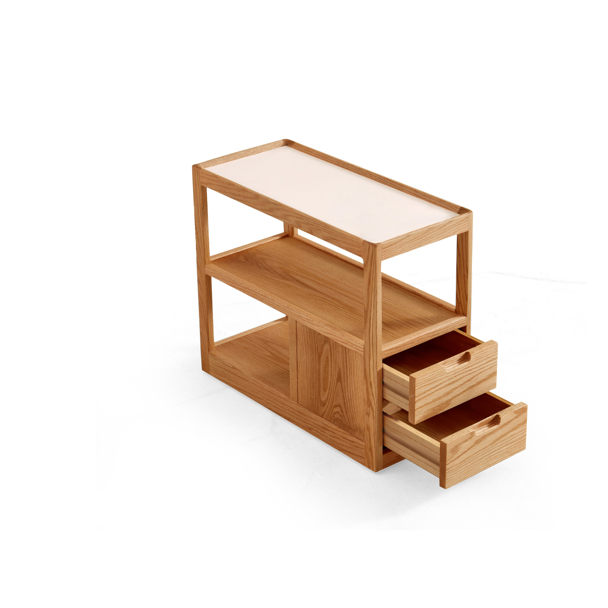 Linspire Rivna Solid Wood Side Table with Sintered Stone Top, Oak