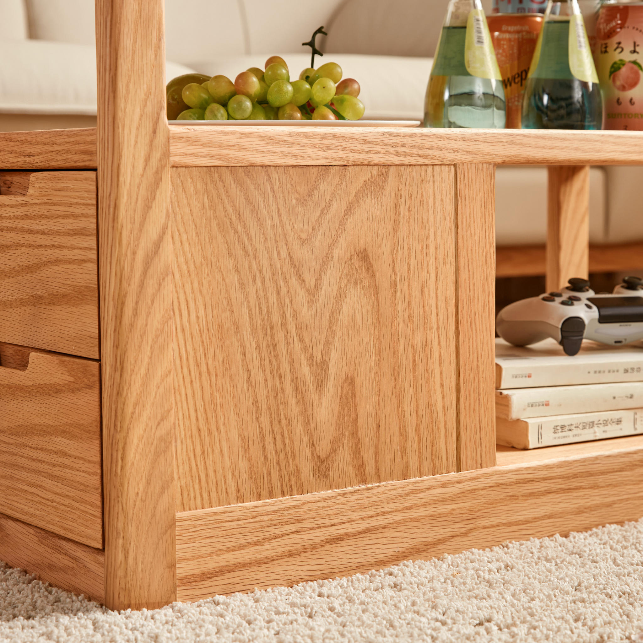 Linspire Rivna Solid Wood Side Table with Sintered Stone Top, Oak