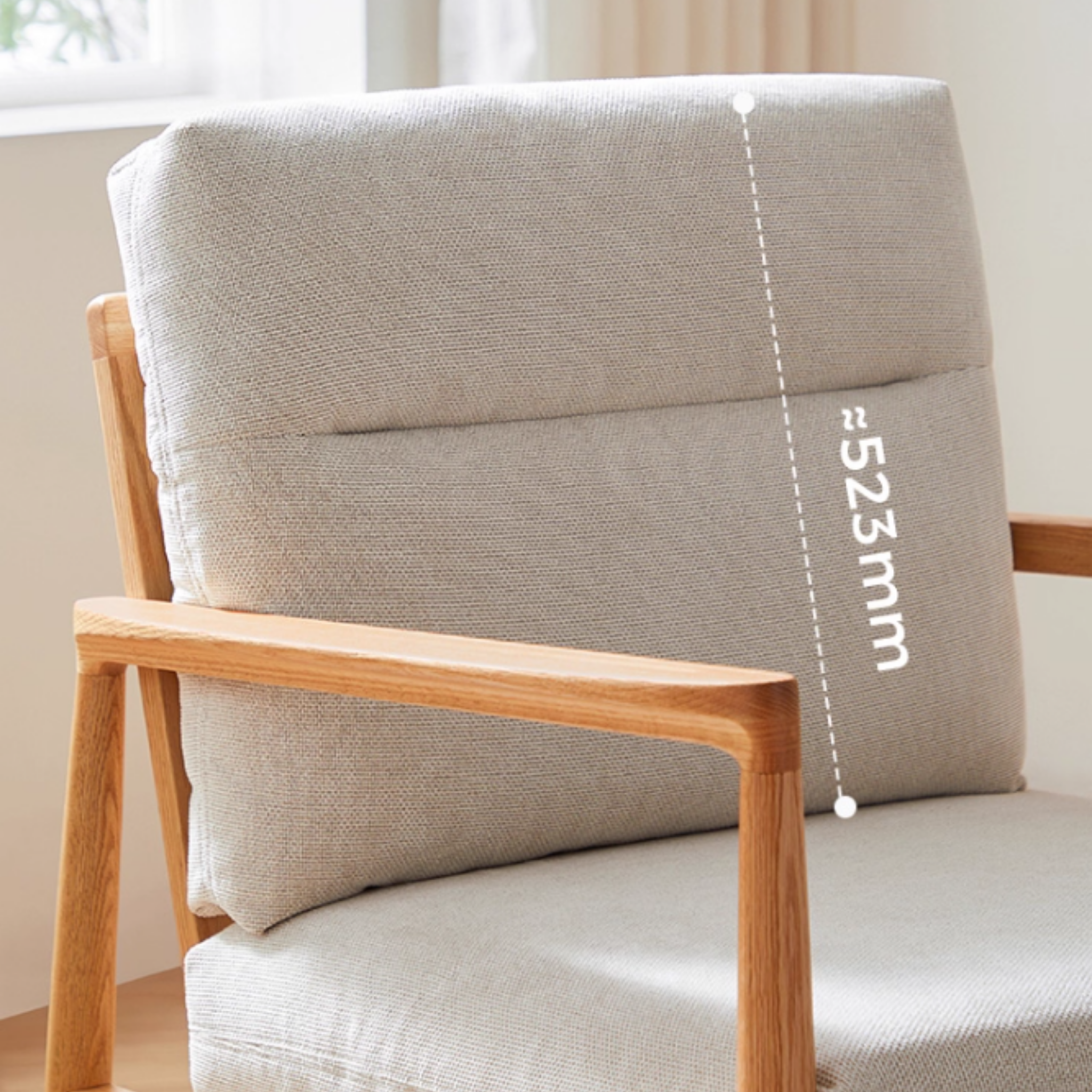 Linspire Rivna Armchair with Solid Wood Frame, Oak