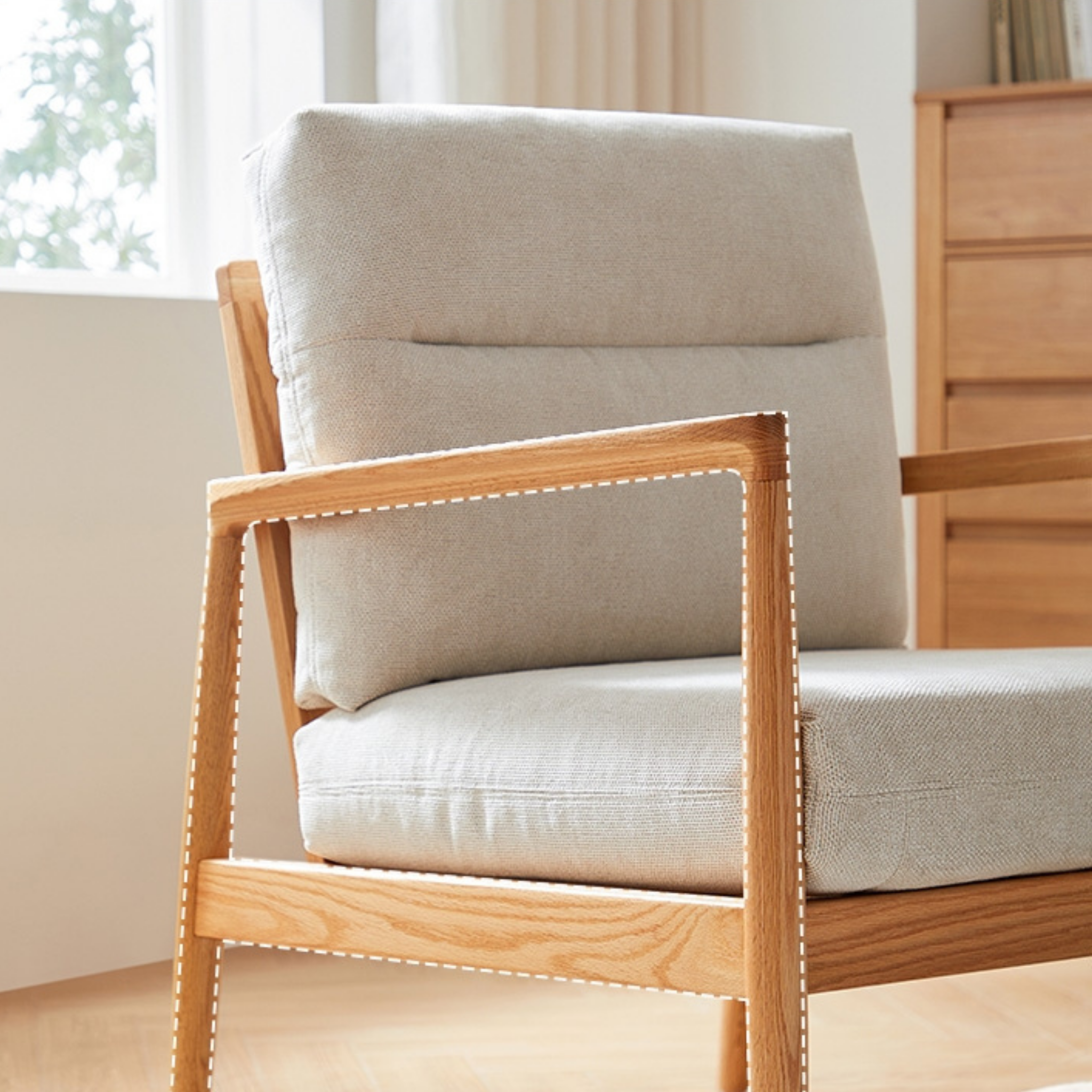 Linspire Rivna Armchair with Solid Wood Frame, Oak