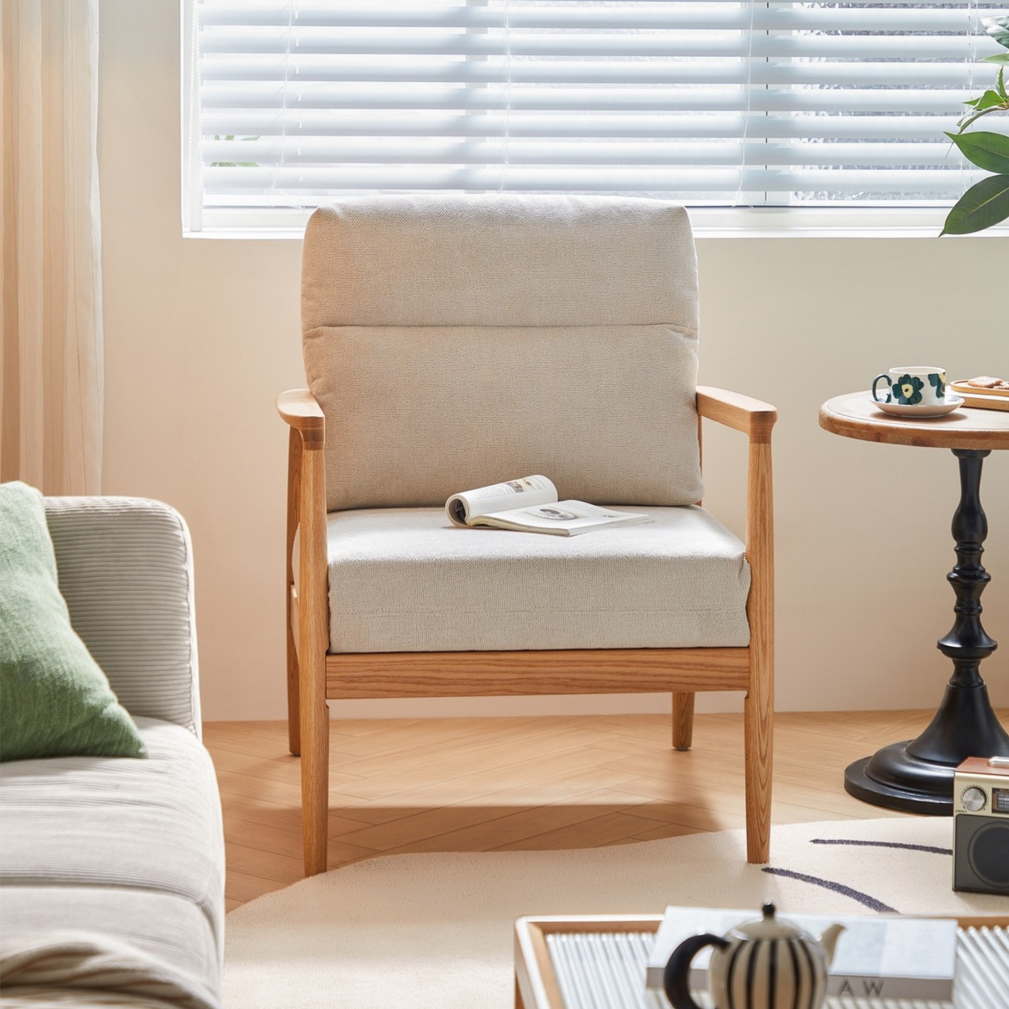 Linspire Rivna Armchair with Solid Wood Frame, Oak