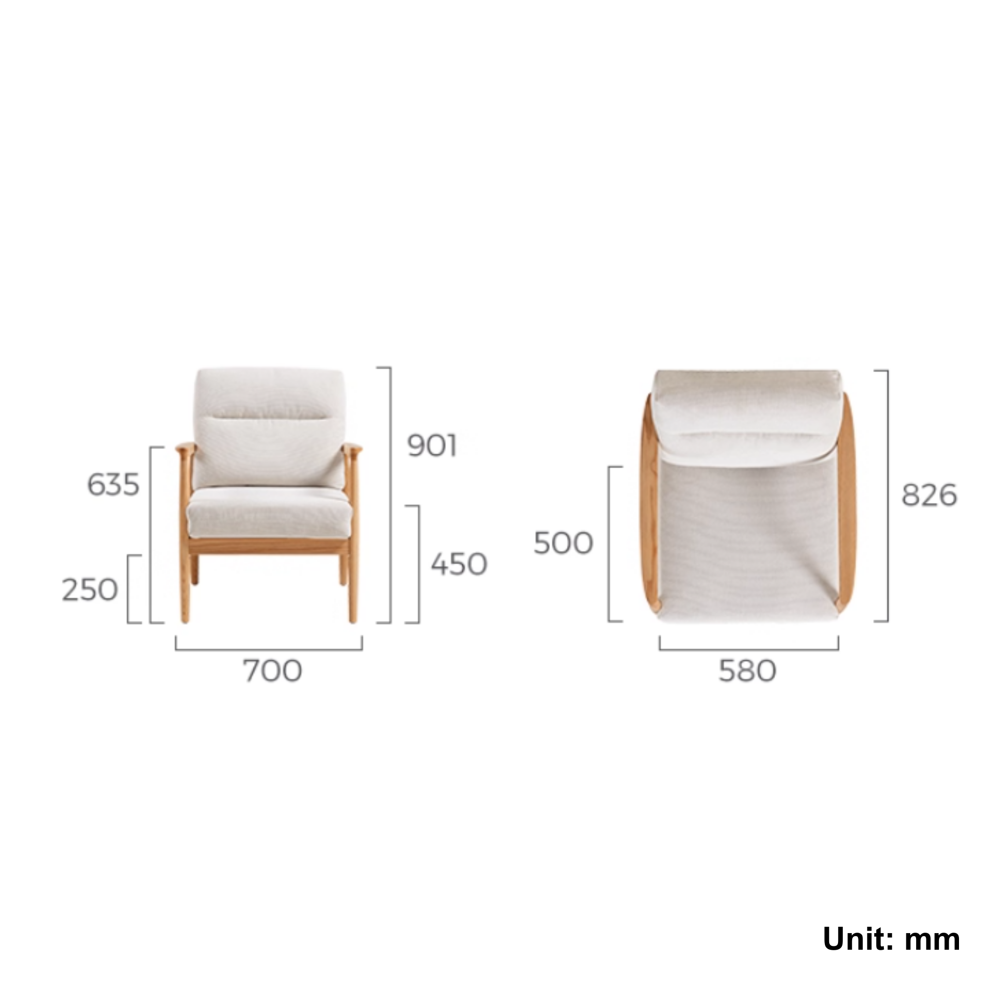 Linspire Rivna Armchair with Solid Wood Frame, Oak