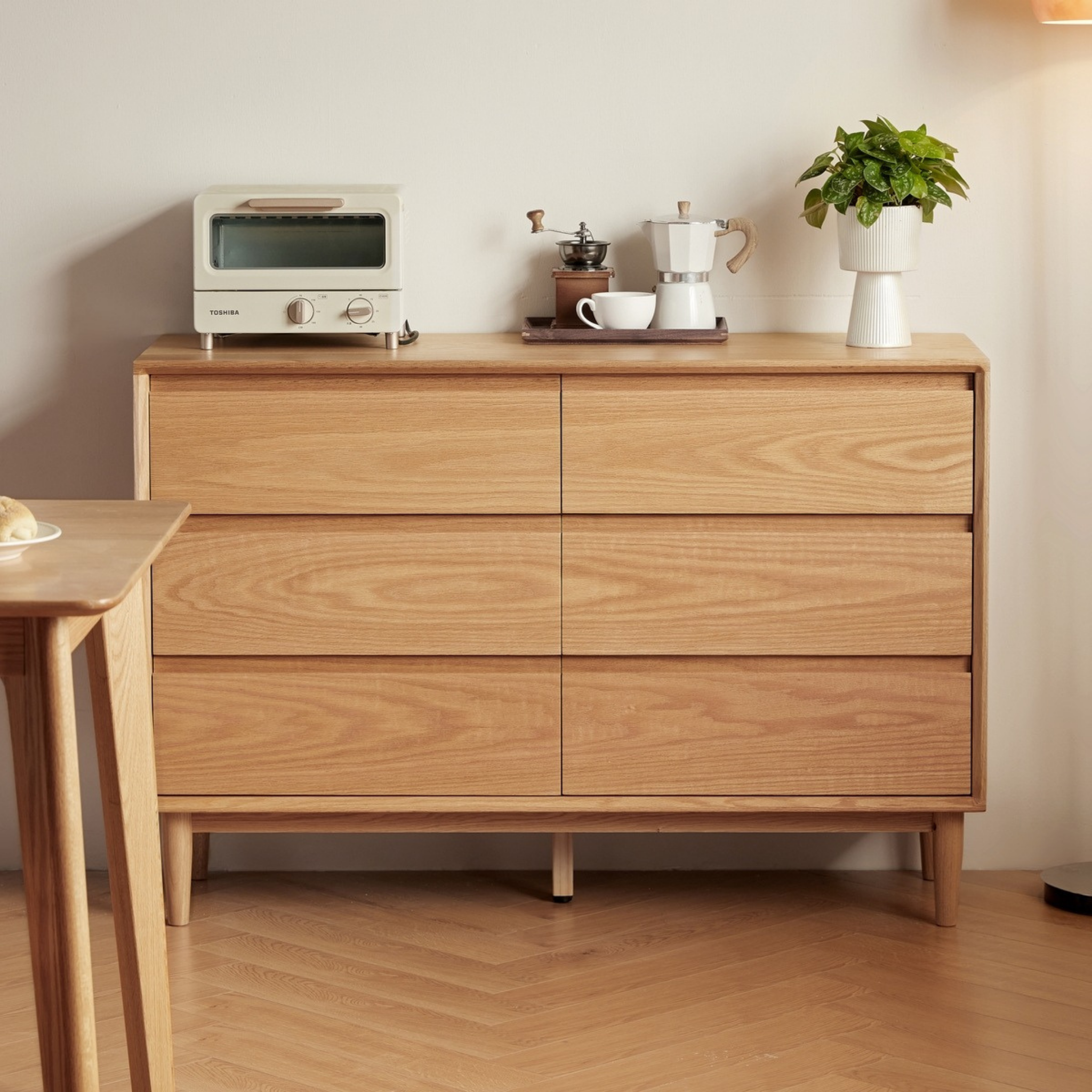 Linspire Rivna Solid Wood Chest of 6 Drawers, Oak