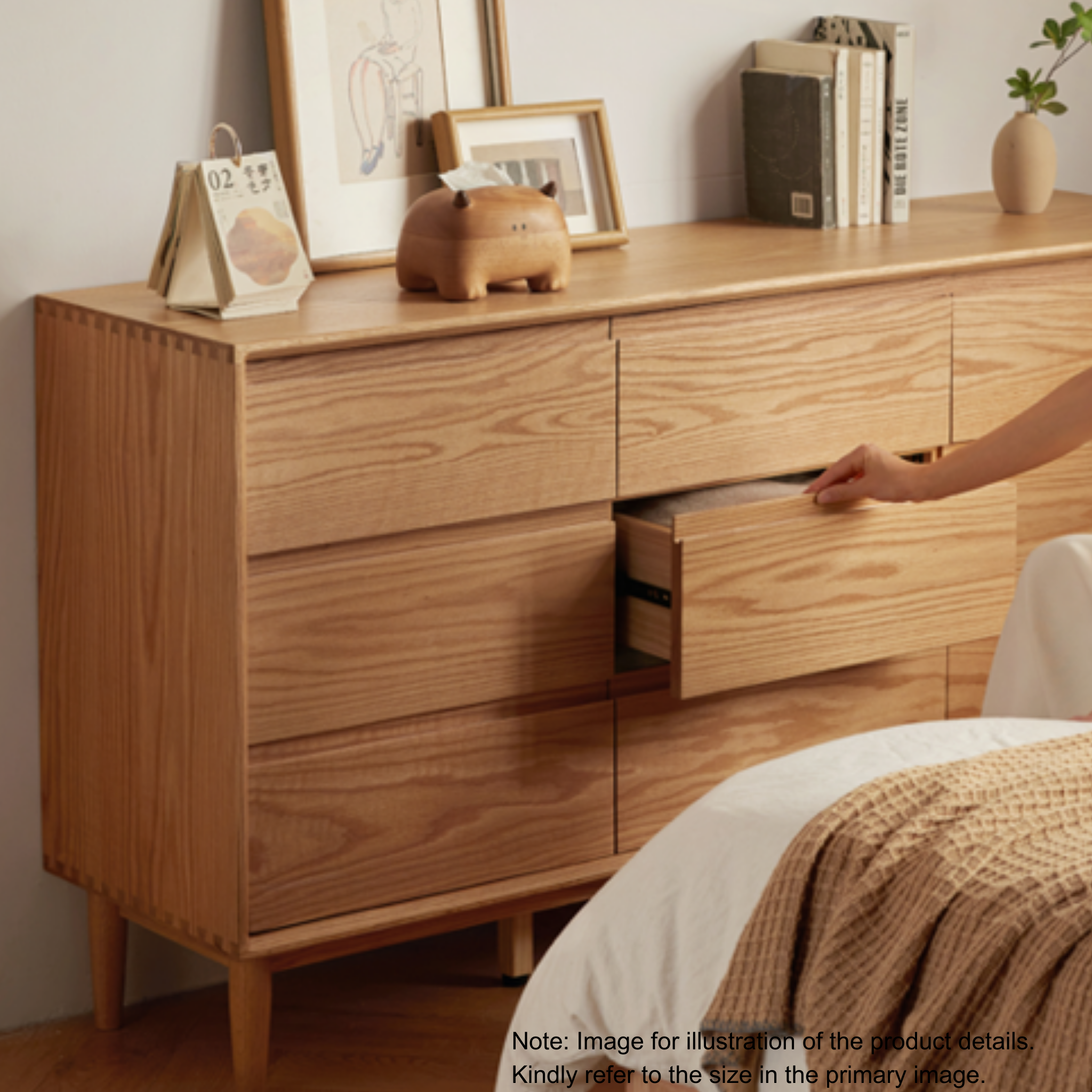 Linspire Rivna Solid Wood Chest of 6 Drawers, Oak