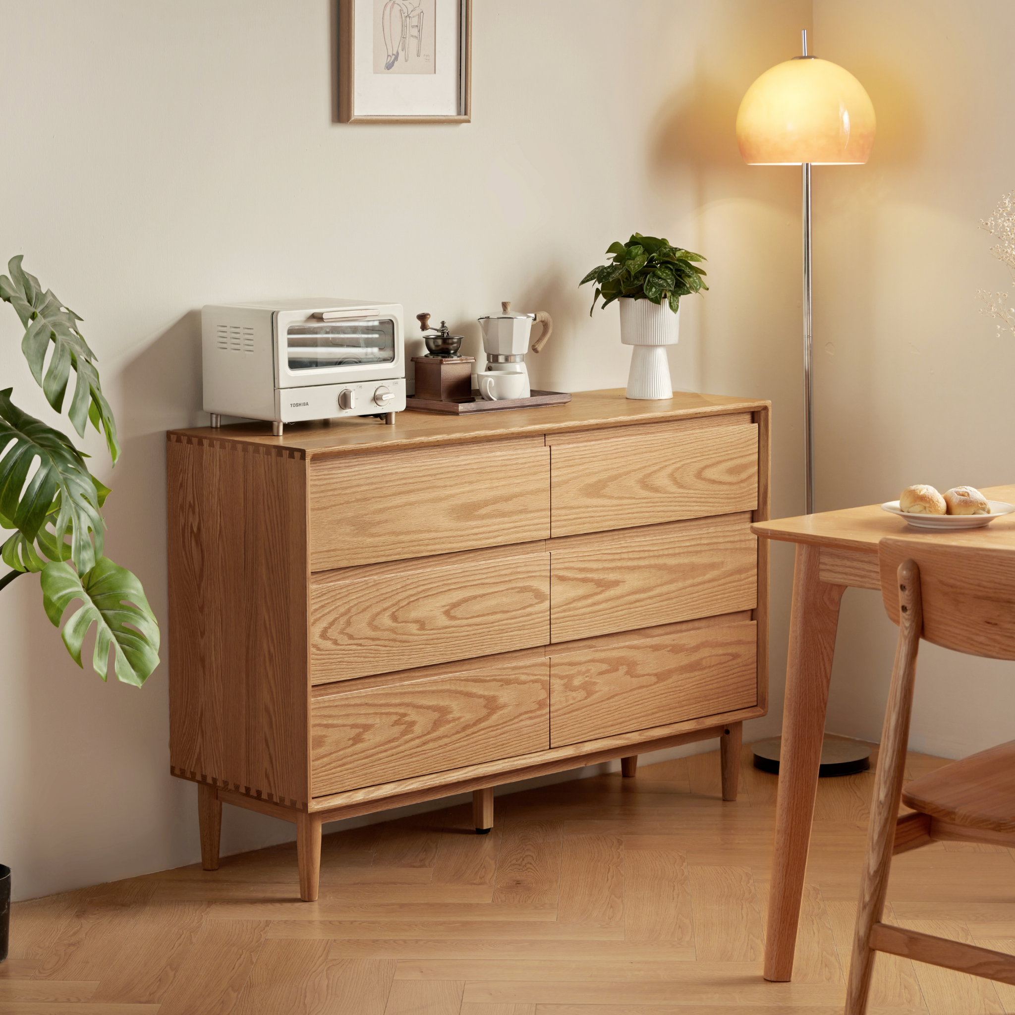 Linspire Rivna Solid Wood Chest of 6 Drawers, Oak