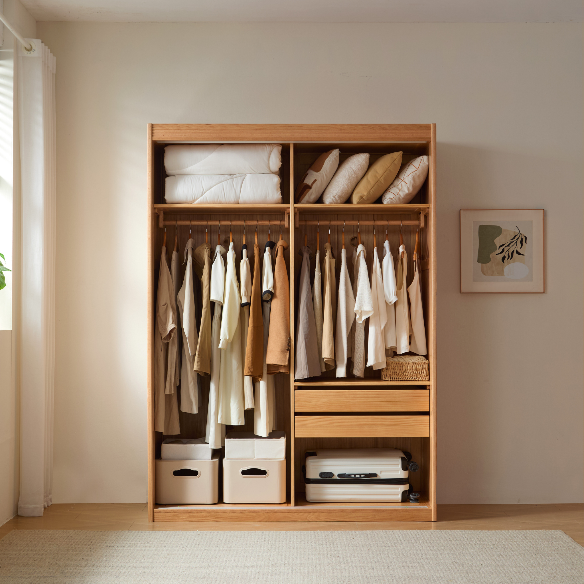 Linspire Rivna Solid Wood Wardrobe, Oak, W160cm