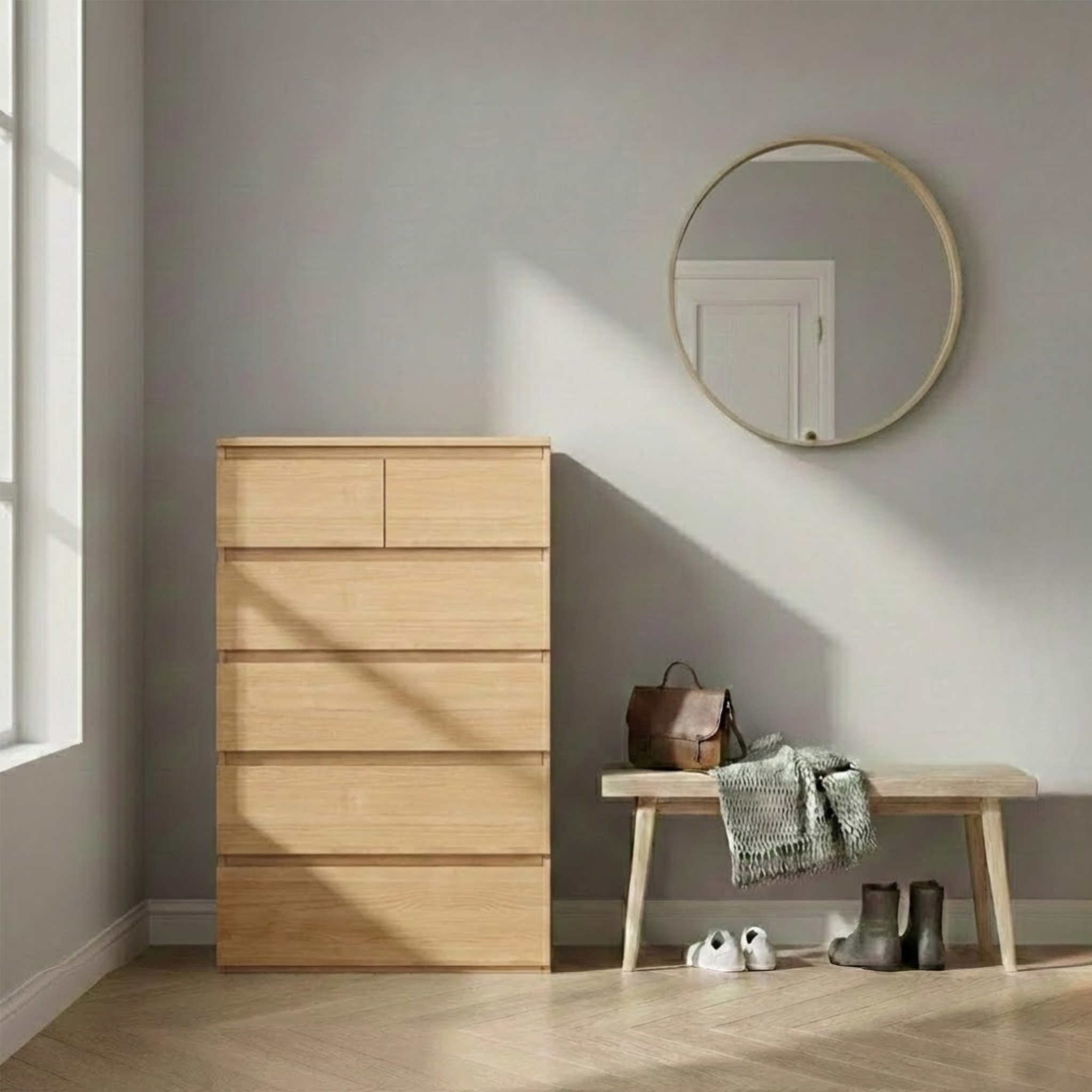 Loft Ensio Chest of 6 Drawers, Tallboy, Natural Wood