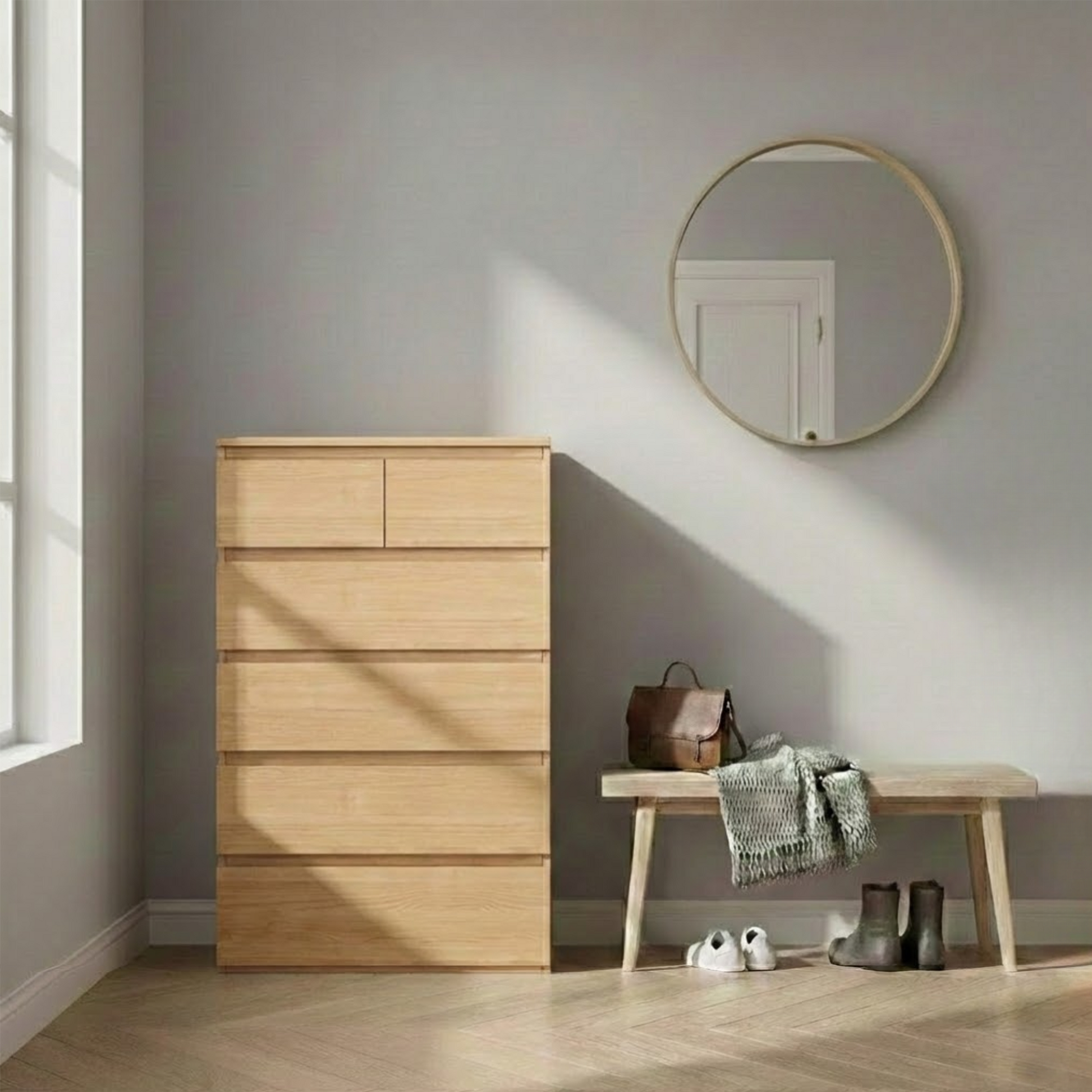 Loft Ensio Chest of 6 Drawers, Tallboy, Natural Wood