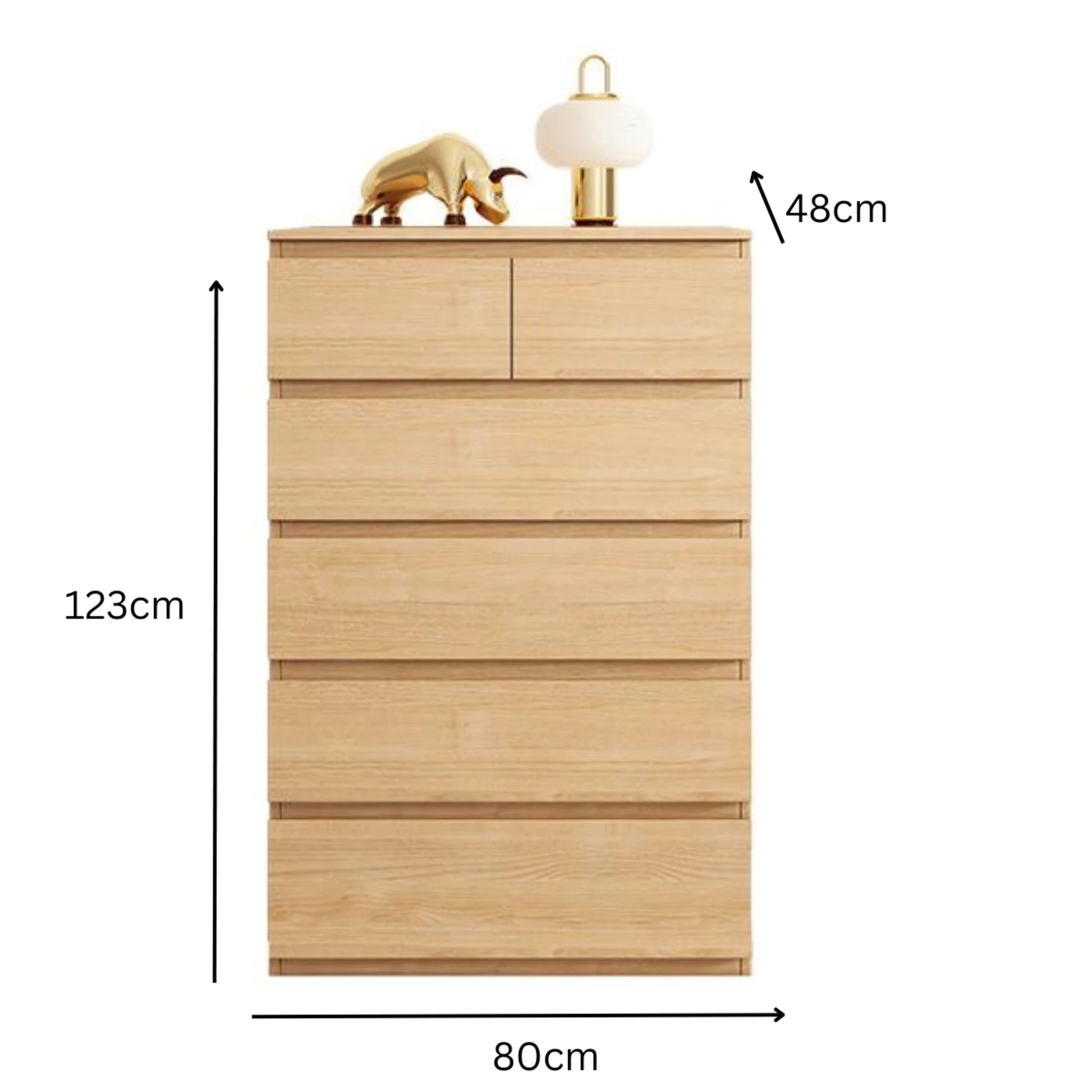 Loft Ensio Chest of 6 Drawers, Tallboy, Natural Wood