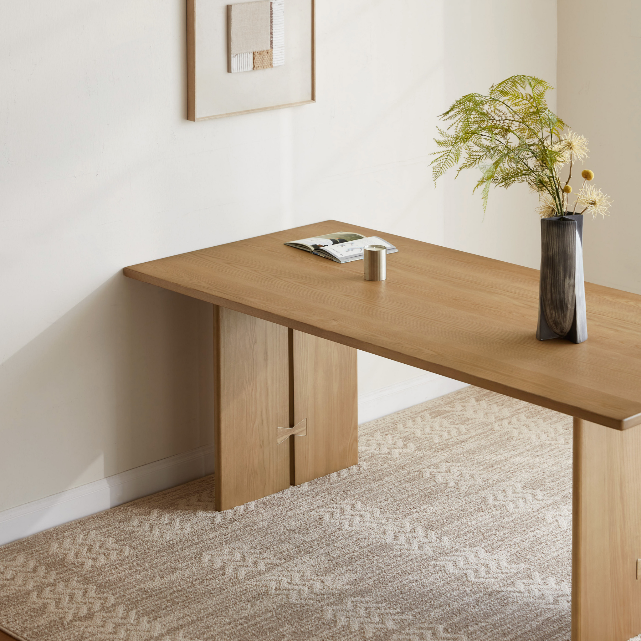 Linspire Valen Solid Wood Dining Table, Ash, Natural Wood