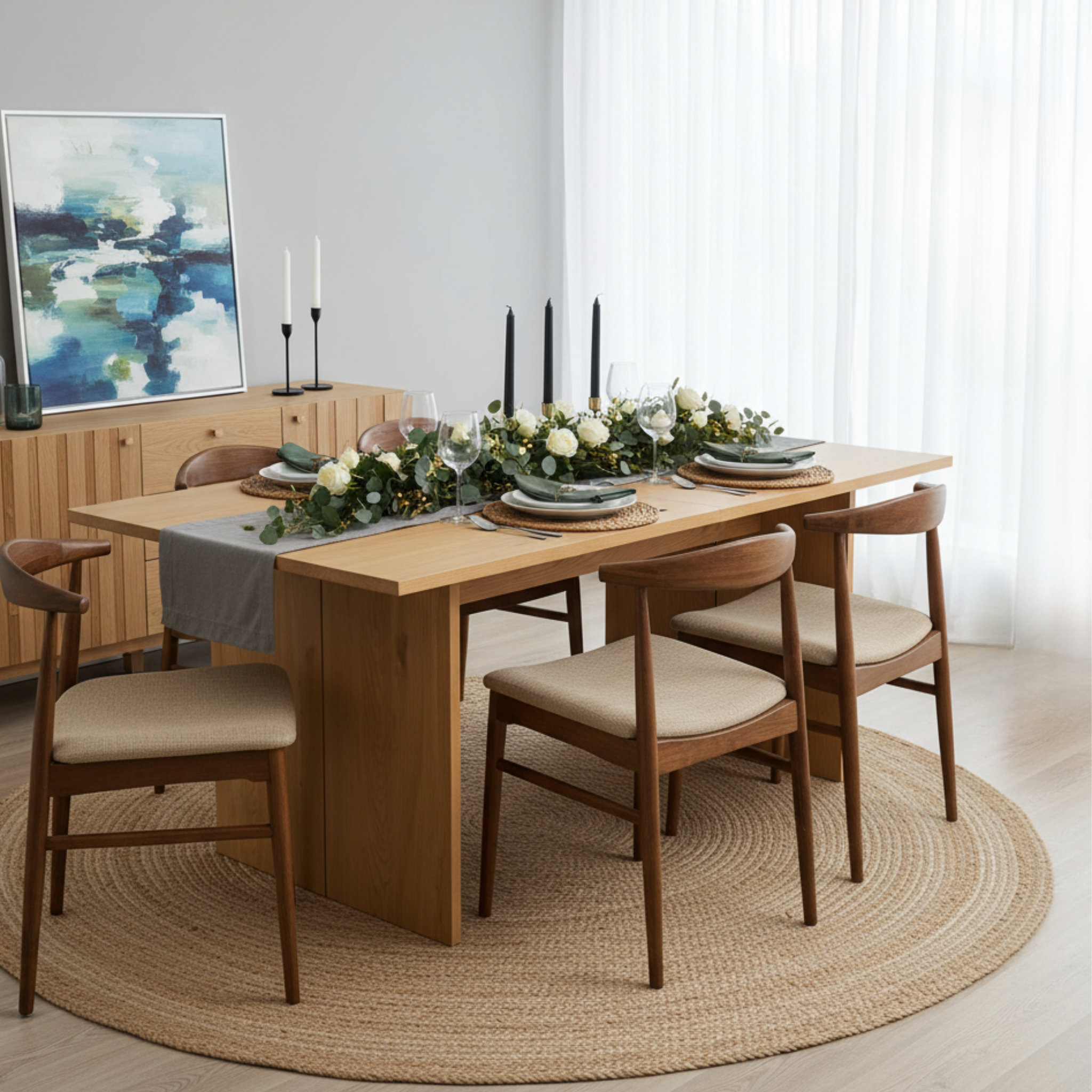 Linspire Valen Solid Wood Dining Table, Ash, Natural Wood