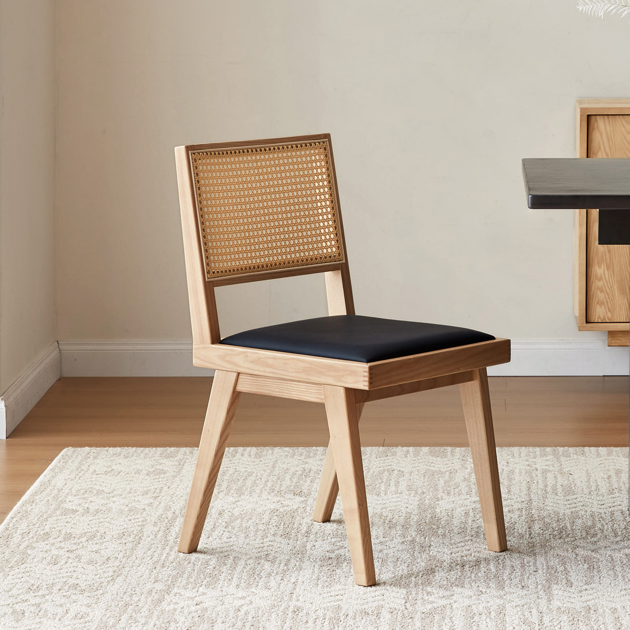 Linspire Valen Solid Wood & Rattan Dining Chair, Set of 2