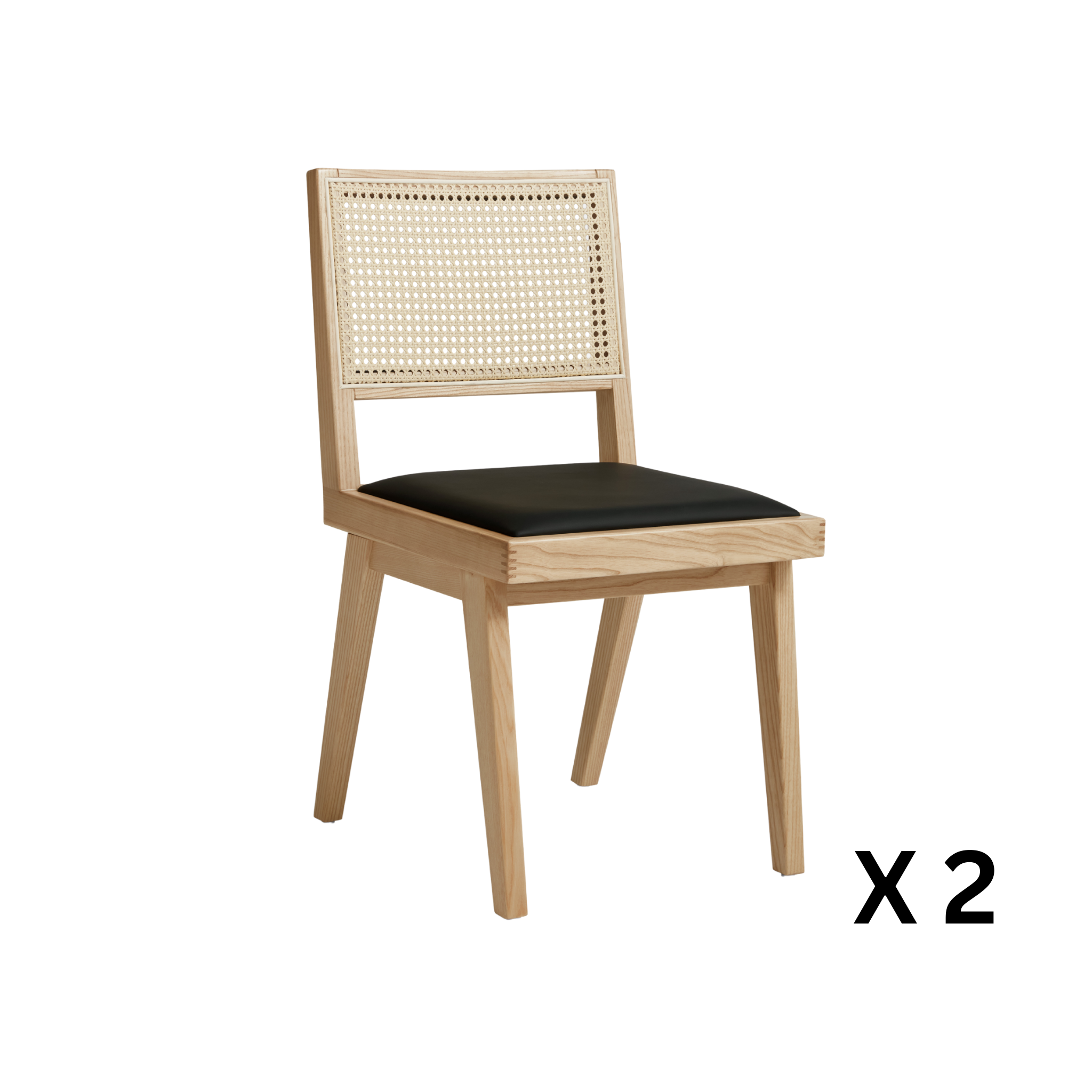 Linspire Valen Solid Wood & Rattan Dining Chair, Set of 2